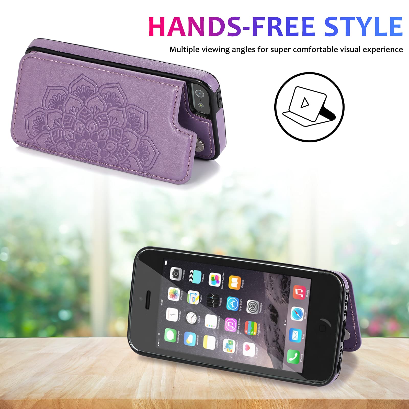 ASUWISH iPhone 6/6s Case with Card Holder & Kickstand | Shockproof Flip Cover + Tempered Glass Screen Protector | Purple Wallet Case for iPhone 6/6S (2014-2016 Models) | Perfect for Work, Travel & Daily Use