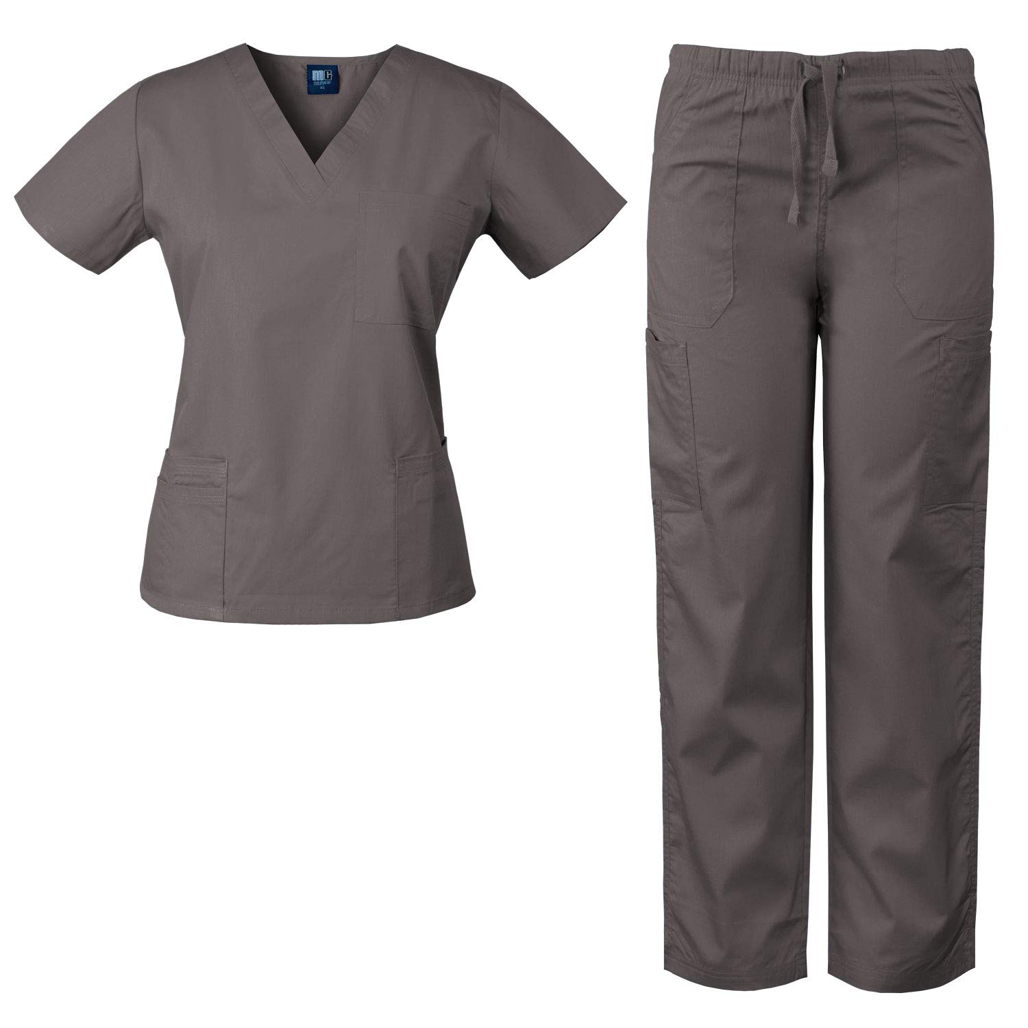 Medgear Women's Scrubs Set - 4 Pocket Medical Uniform Top & Multi-Pocket Pants | Comfortable Nursing Scrubs for Doctors, Nurses & Healthcare Professionals