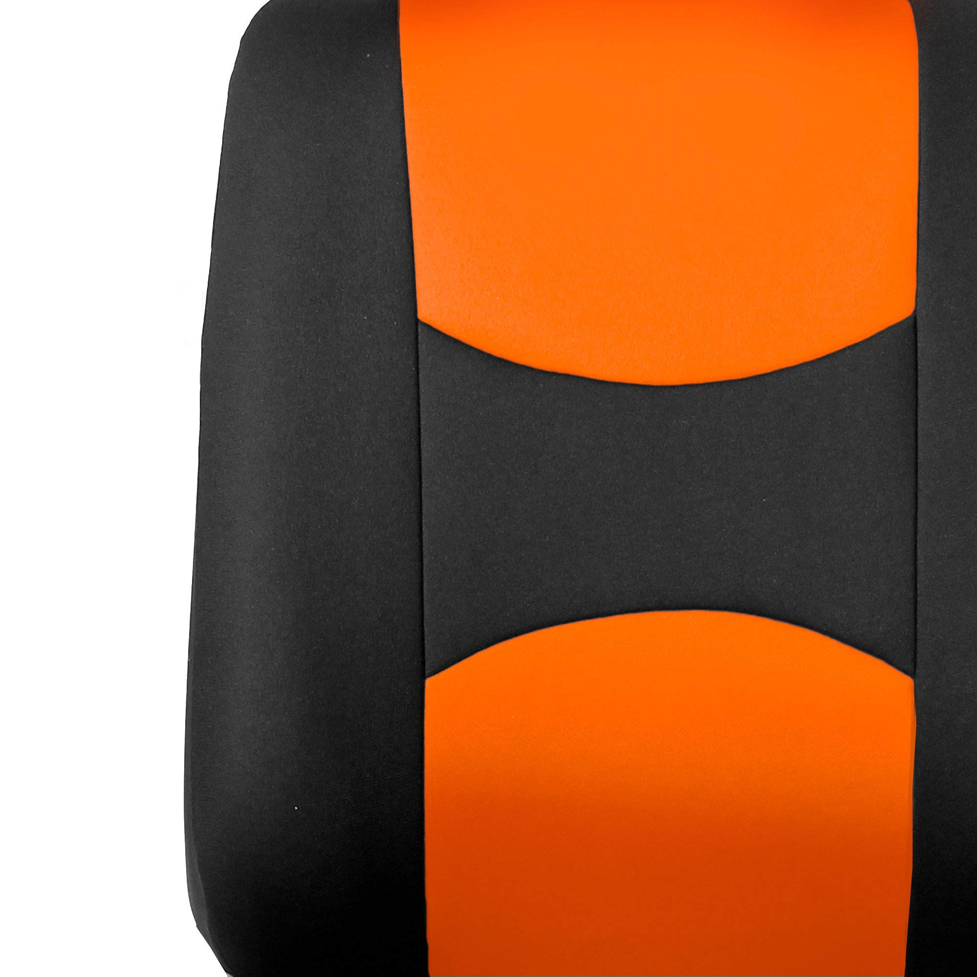 FH Group Universal Car Seat Covers - Full Set Orange Flat Cloth for Vans, Trucks & SUVs - Durable Interior Protection