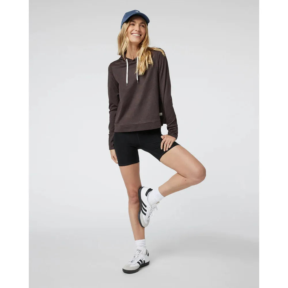 Vuori Women's Halo Essential Hoodie - Soft Fleece Pullover Sweatshirt in Java Heather for Yoga, Running & Casual Wear