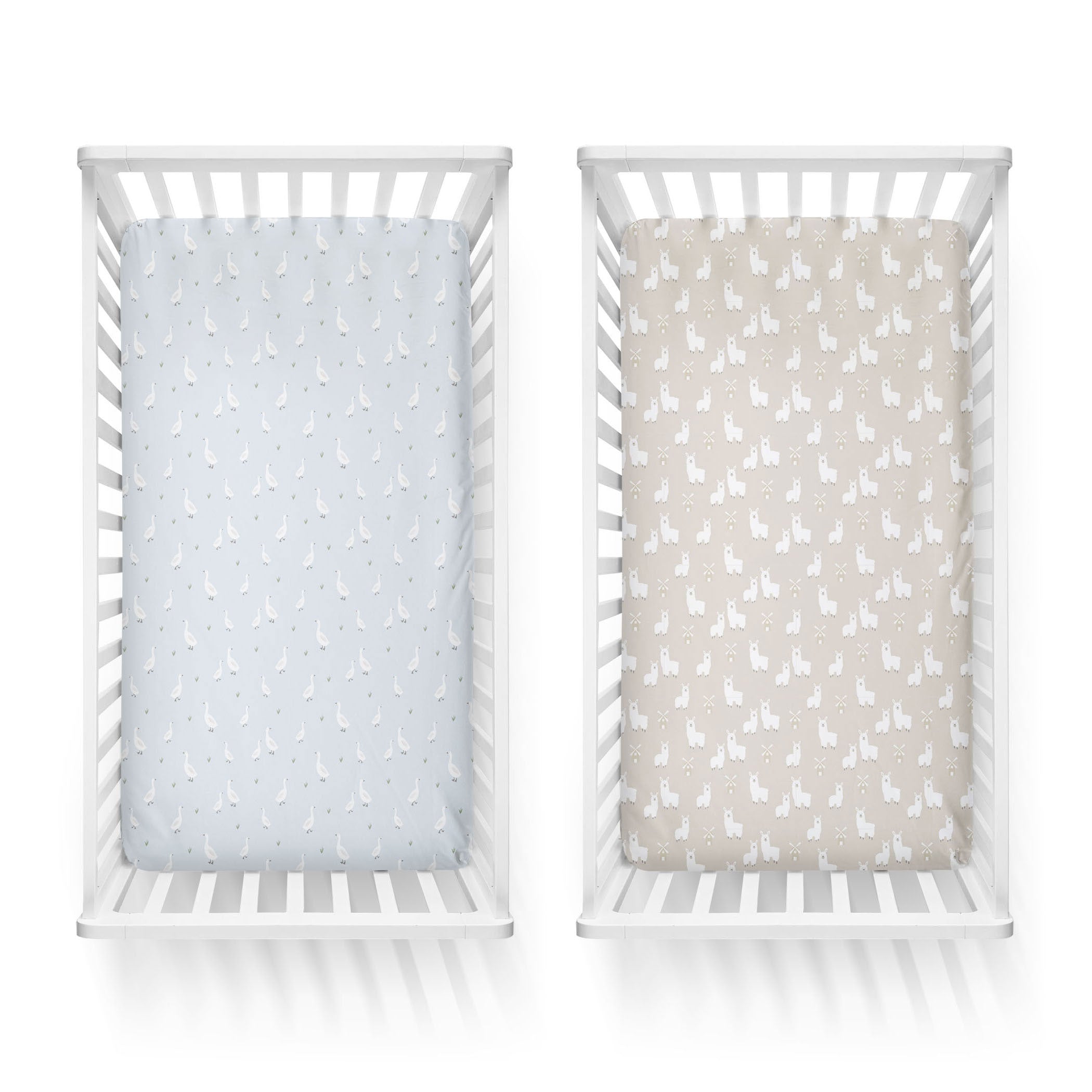 2-Pack Jersey Cotton Fitted Crib Sheets - Sky Blue & Almond Colors - Soft Baby Bedding for Nursery, Daycare & Travel