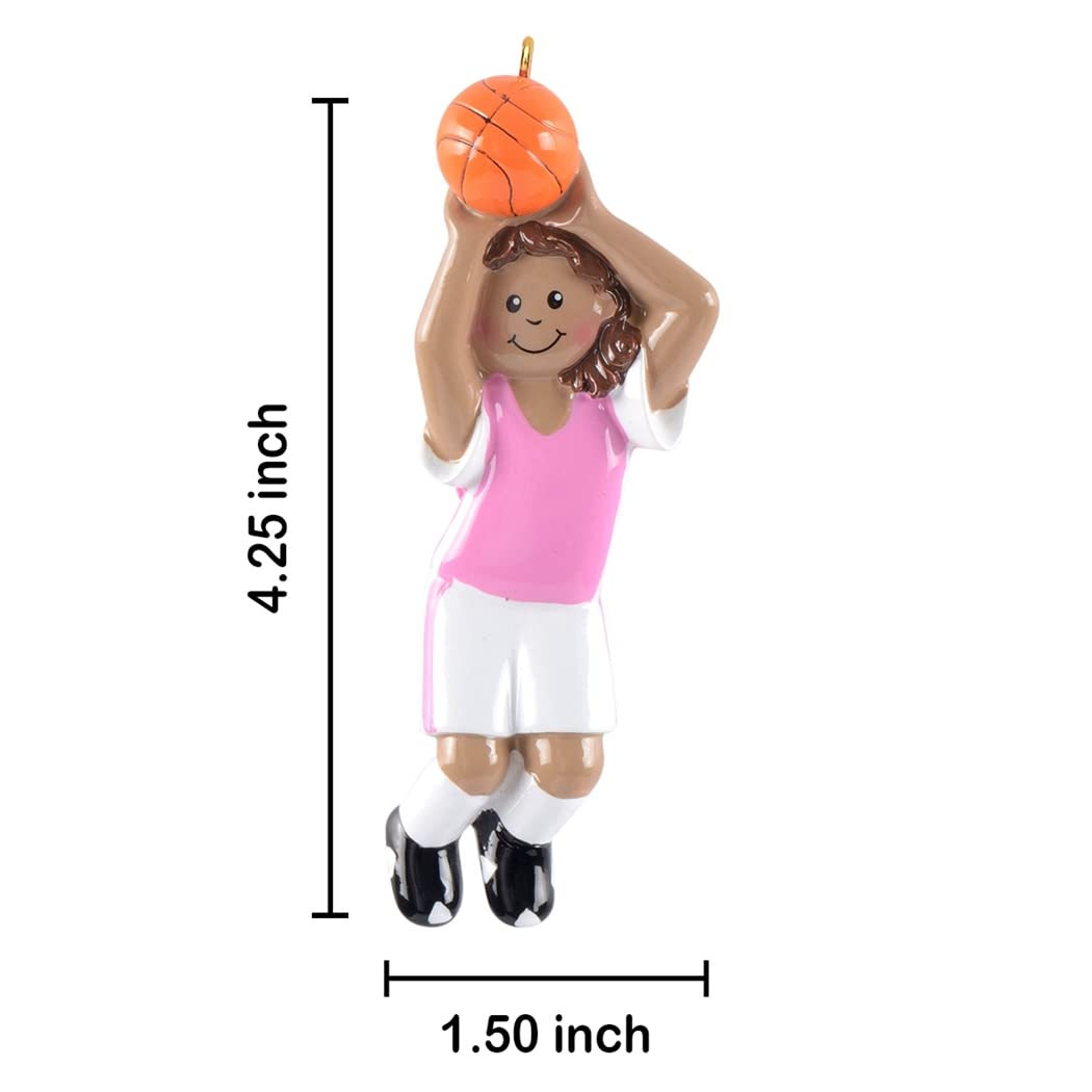 MAXORA Personalized Basketball Ornament - African American Girl Basketball Player Shooting Hoops - Custom Christmas Gift for Basketball Coach & Sports Fans 2024 - Perfect for Tree Decor, Holiday Gifts & Team Celebrations