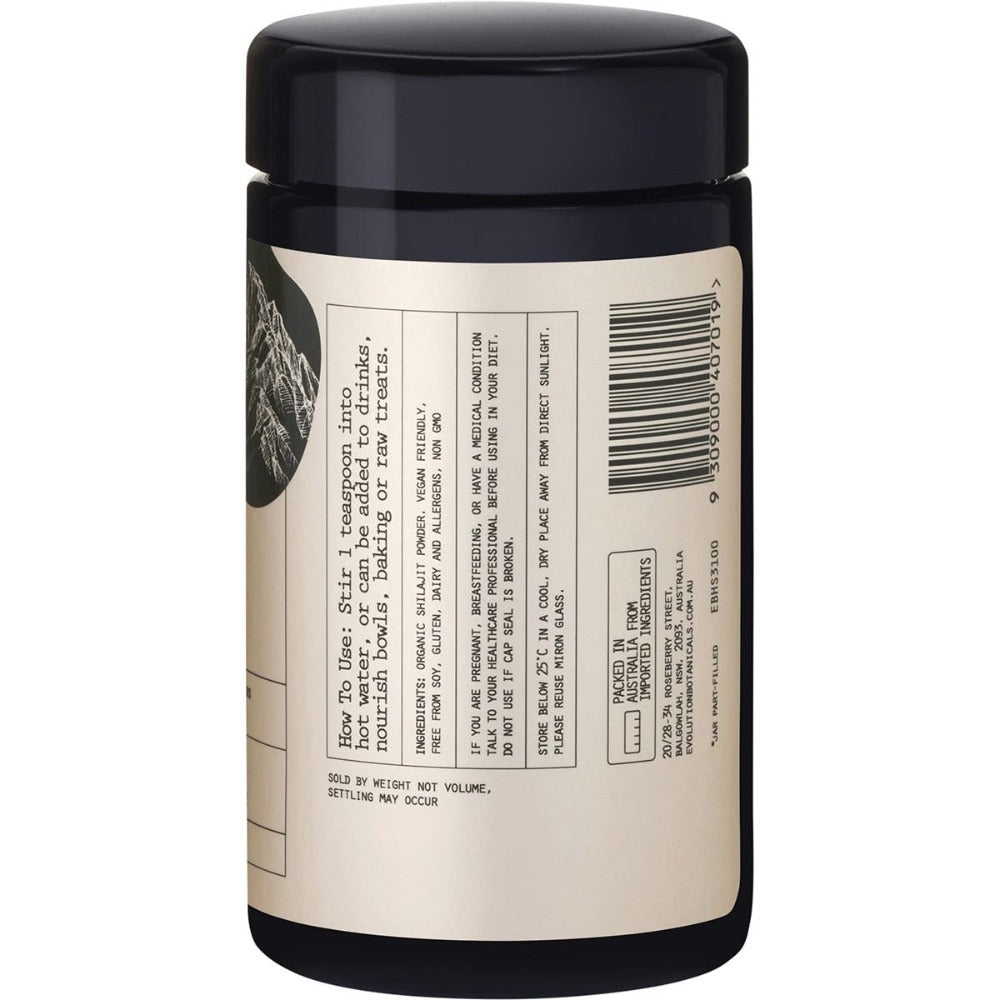 Evolution Botanicals Himalayan Shilajit 80 Trace Mineral Complex 100g - Pure Organic Resin Supplement for Energy, Immunity & Vitality - Perfect for Daily Wellness Routine & Natural Detox