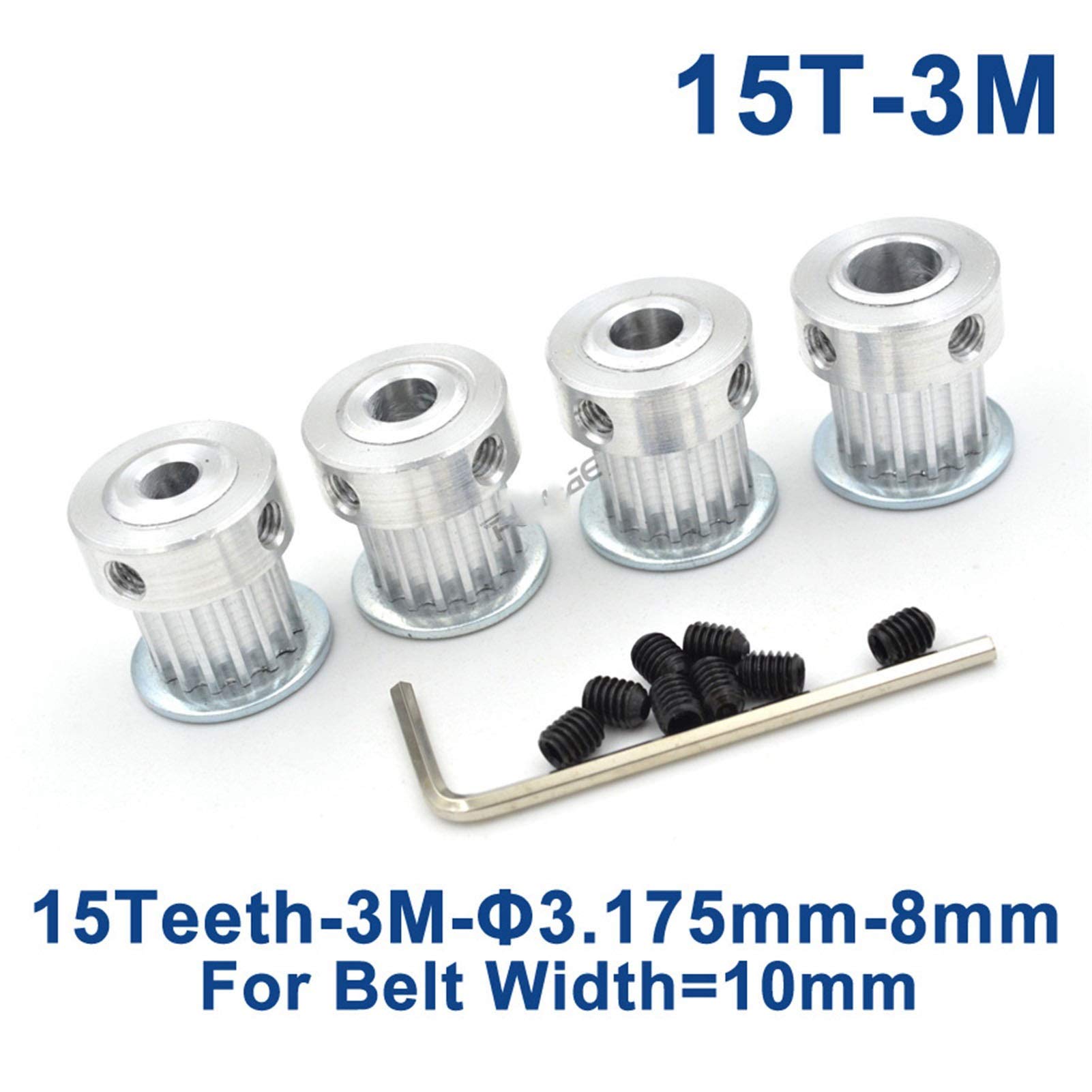 Pnloog 15 Teeth HTD3M Synchronous Timing Pulley - 3.175/4/5/6/6.35/7/8mm Bore - Compatible with 10mm Width HTD3M Timing Belts - Perfect for 3D Printers, CNC Machines & Industrial Automation Equipment