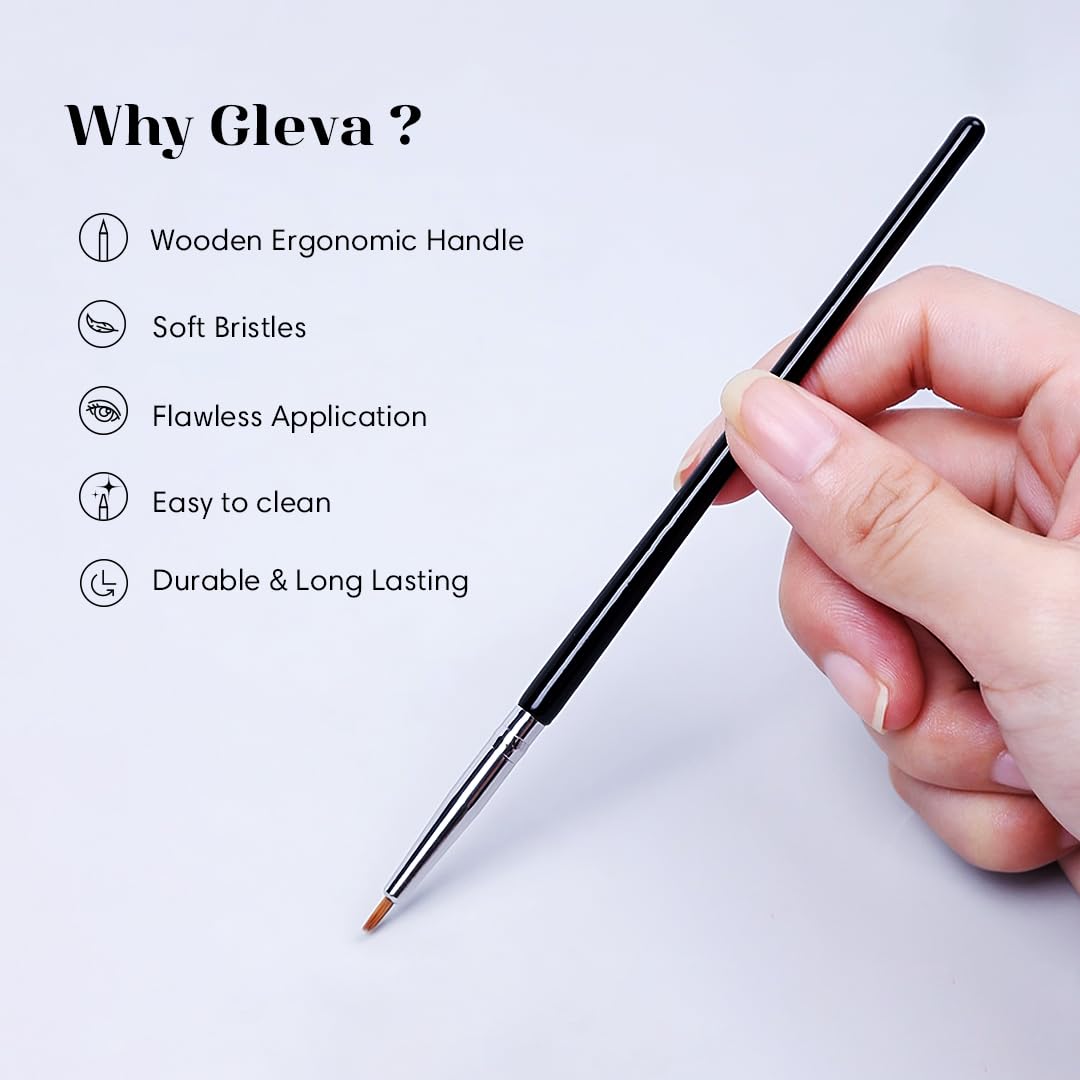 Gleva Professional Eyeliner Brush - Ultra Fine Synthetic Bristles for Liquid, Gel & Powder Eyeliners - Perfect for Winged Liner & Precise Makeup Application - Ideal for Smokey Eyes, Cat Eyes & Everyday Makeup Looks