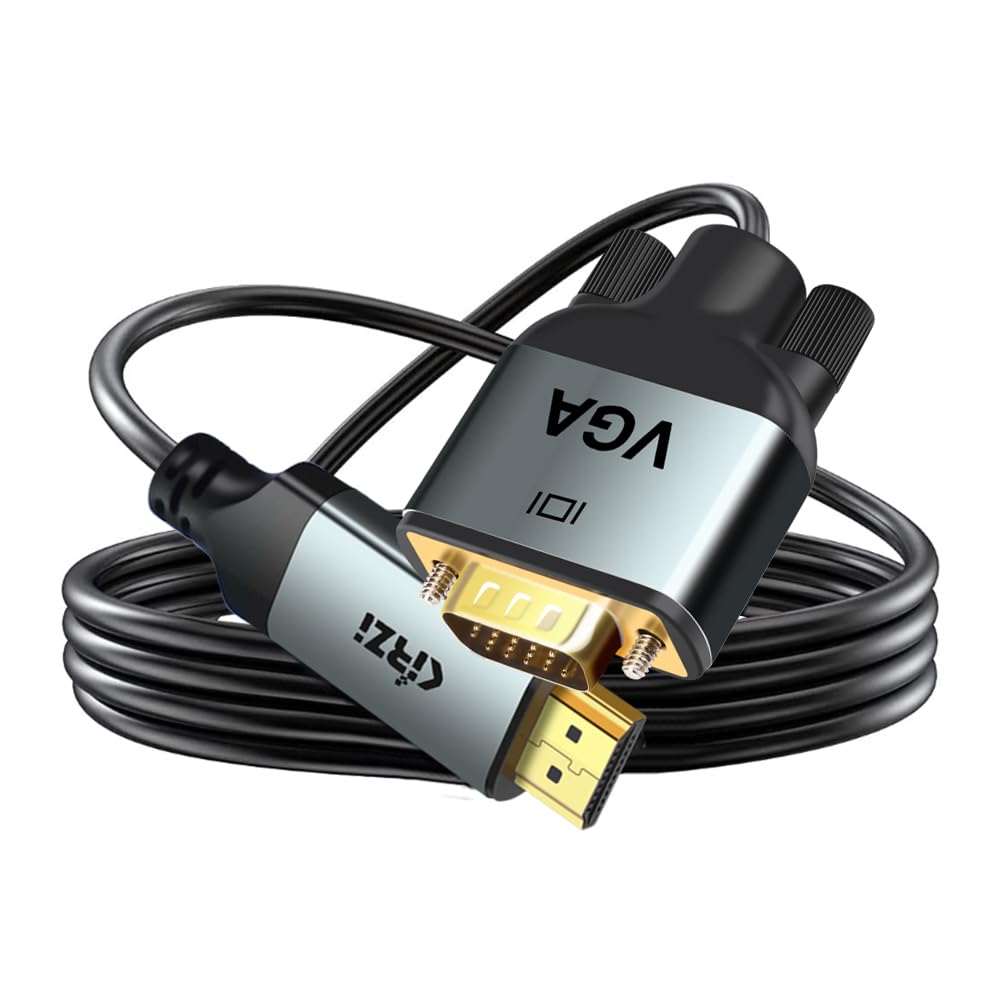 HDMI to VGA Cable 3ft - Uni-Directional HDMI Male to VGA Female Adapter Converter for Computer, Laptop, Monitor, Projector, TV - Ideal for Home Office, Gaming & Presentations