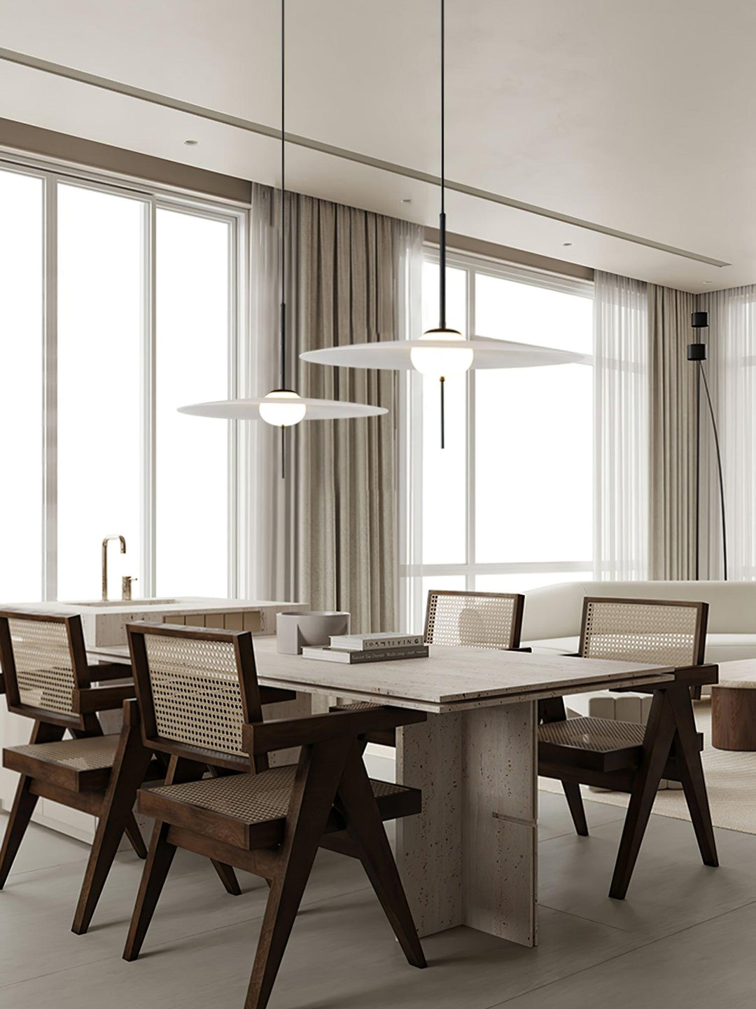 Modern Mono Pendant Light - Sleek Minimalist Hanging Fixture for Kitchen Island, Dining Room & Bedroom Lighting - Adjustable Height & Dimmable LED Bulb Compatible