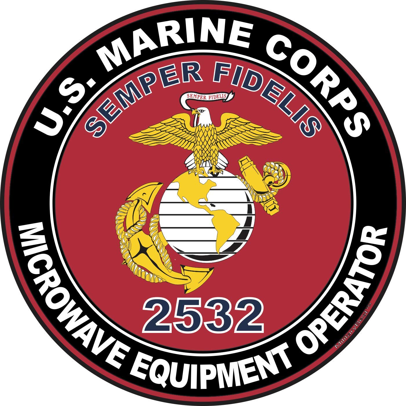 U.S.M.C. MOS 2532 Microwave Equipment Operator Decal Sticker 5.5 Inch 2 Pack - Red for Military Enthusiasts, Veterans & Collectors | Perfect for Laptops, Cars, Helmets & Military Memorabilia Display