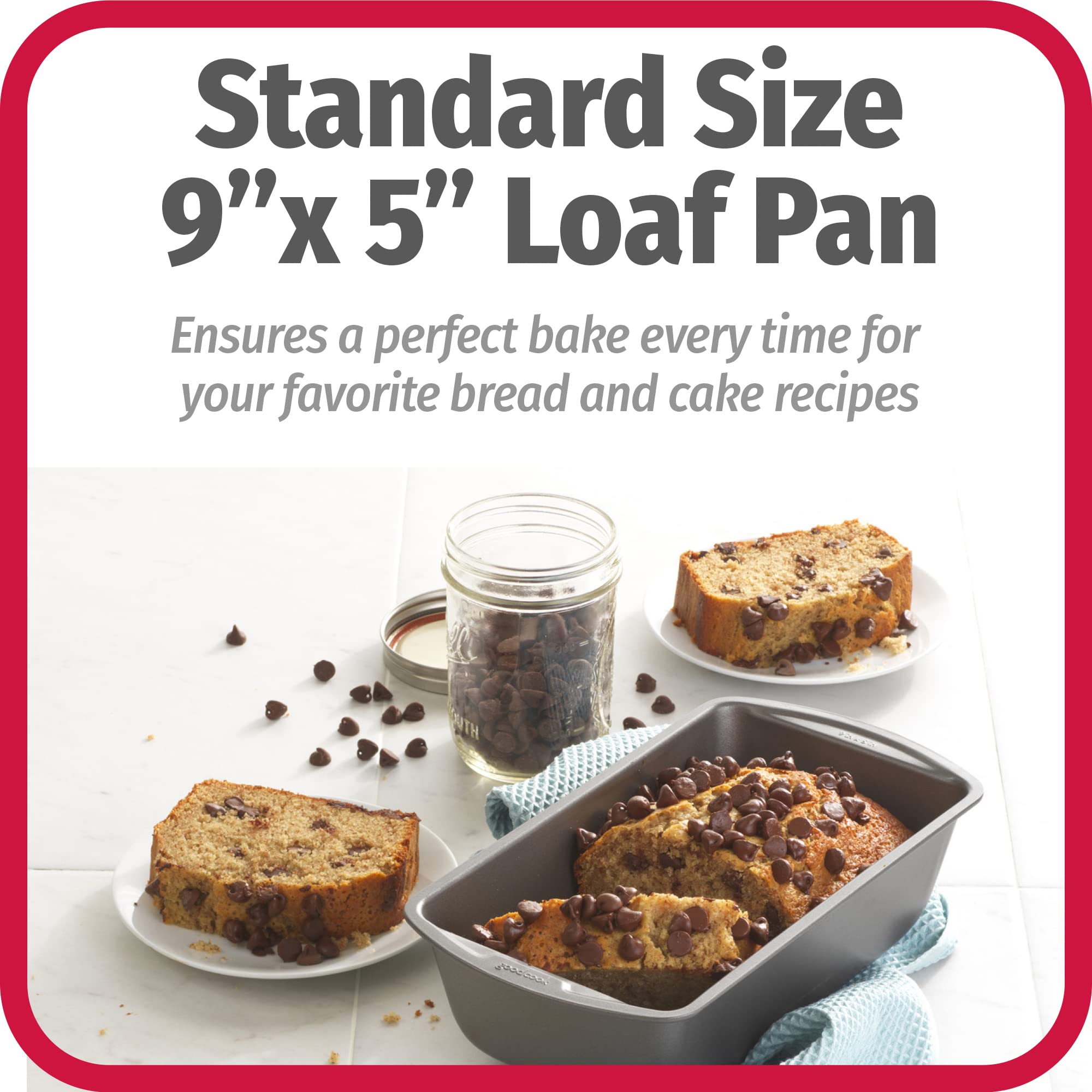GoodCook 9x5 Inch Non-Stick Loaf Pan - Premium Steel Baking Pan for Bread, Meatloaf, Cakes, Brownies & Lasagna | Perfect for Home Baking, Meal Prep & Holiday Cooking