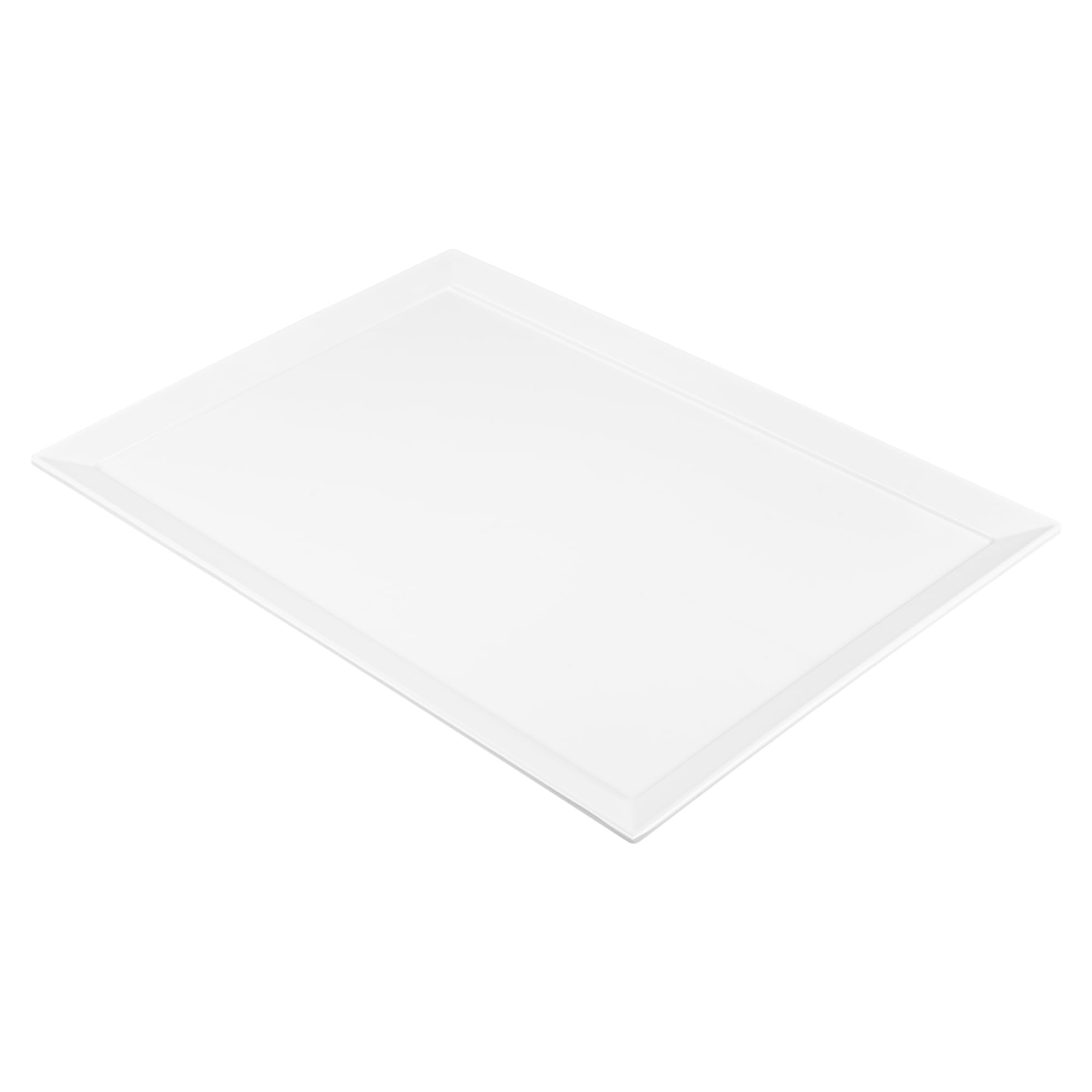 Restaurantware Voga 25.6 x 17.7 Inch White Melamine Serving Tray - Rectangle Dishwasher Safe Platter with Raised Edges for Meals, Appetizers, Snacks | Shatterproof Outdoor Entertaining Tray for Parties, Picnics, BBQs & Buffets