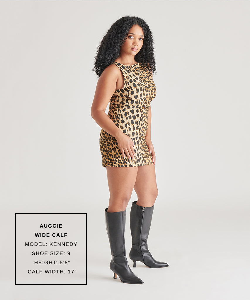 AUGGIE Wide Calf Boots for Women - Black Leather Ankle Boots for Comfort & Style - Perfect for Work, Casual Outfits & Winter Wear