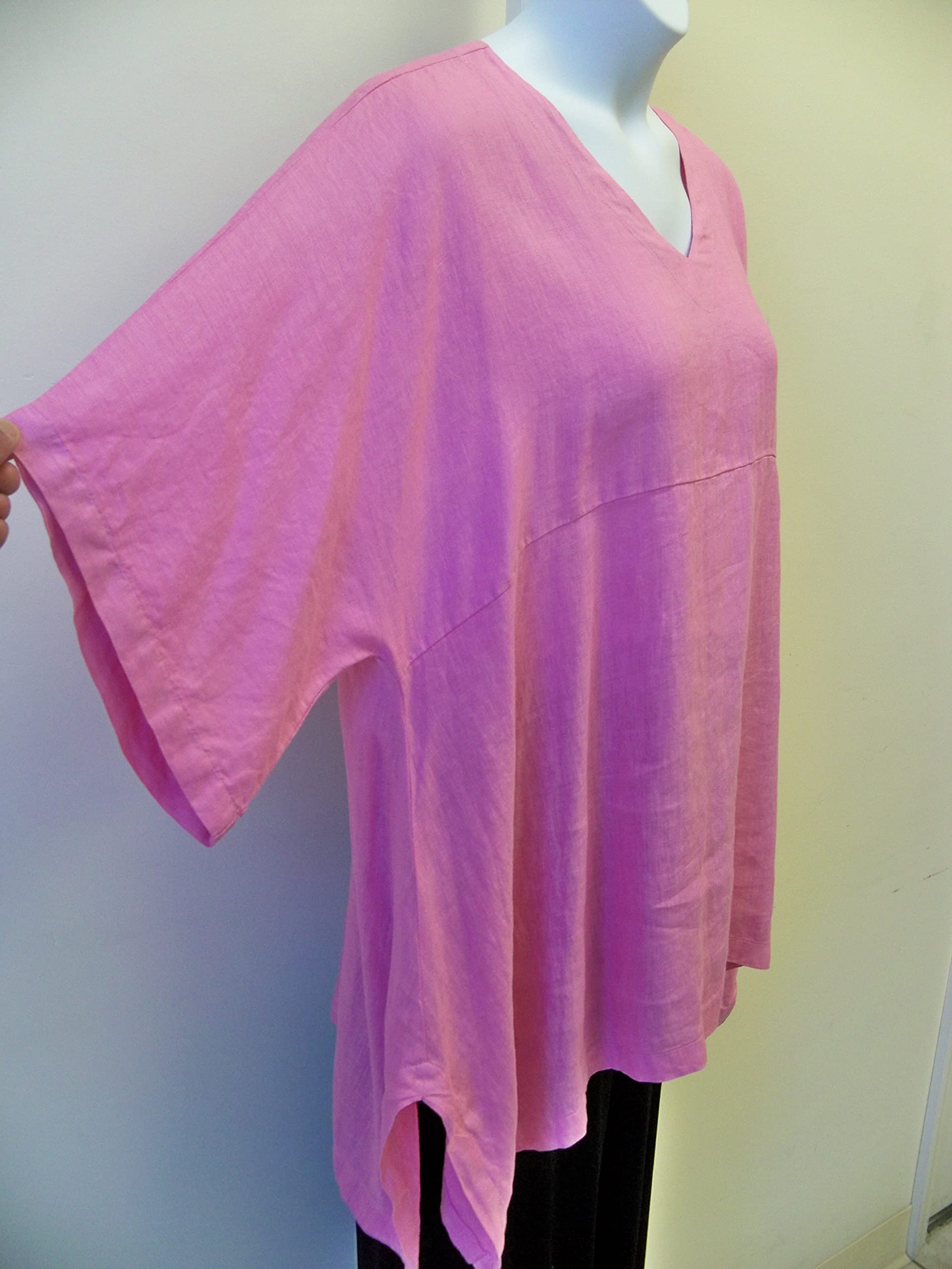 Women's Oversized Linen Kimono Tunic - Soft Pink Crush | Boho Beach Cover Up, Summer Loungewear & Casual Outfit Essential