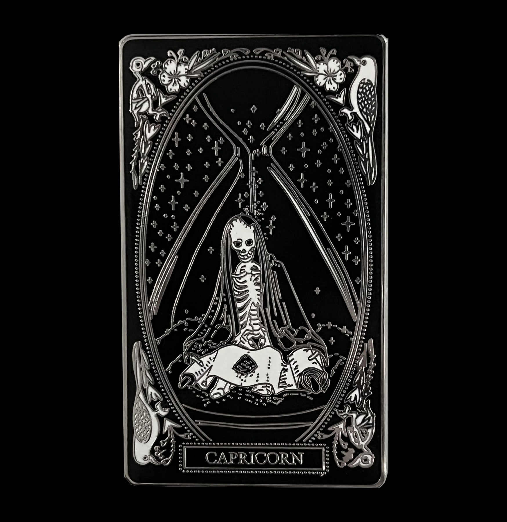 Skeletal Zodiac Pin - Gothic Zodiac Sign Brooch for Jackets, Bags & Accessories - Perfect for Goth Fashion, Cosplay & Alternative Style Outfits