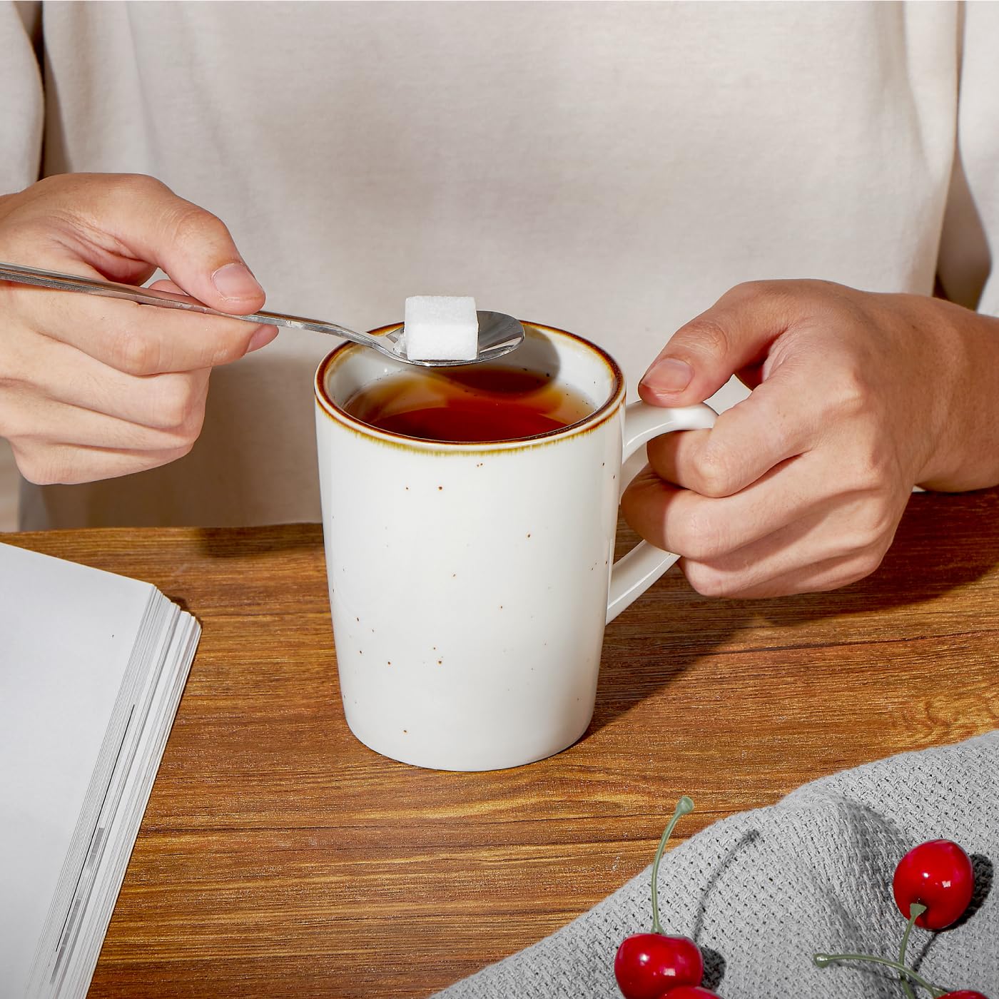Premium 12 oz Ceramic Coffee Mugs Set of 6 - Speckled Porcelain Mugs with Comfortable Handle for Coffee, Tea, Latte & Hot Cocoa - Ideal for Home, Office, Restaurant & Gift Giving