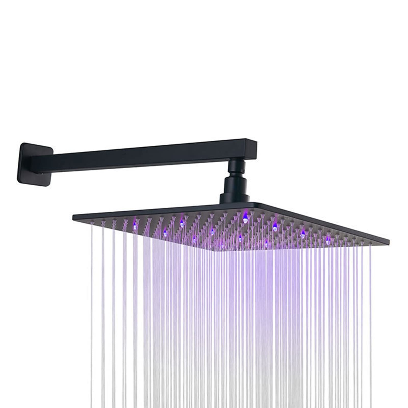 3-Color Changing LED Shower Head with Temperature Display - Square Rainfall Shower Sprayer - Ultra Thin Stainless Steel High Flow Bathroom Showerhead - Wall Mount Fixed for Relaxing Spa-Like Shower Experience at Home