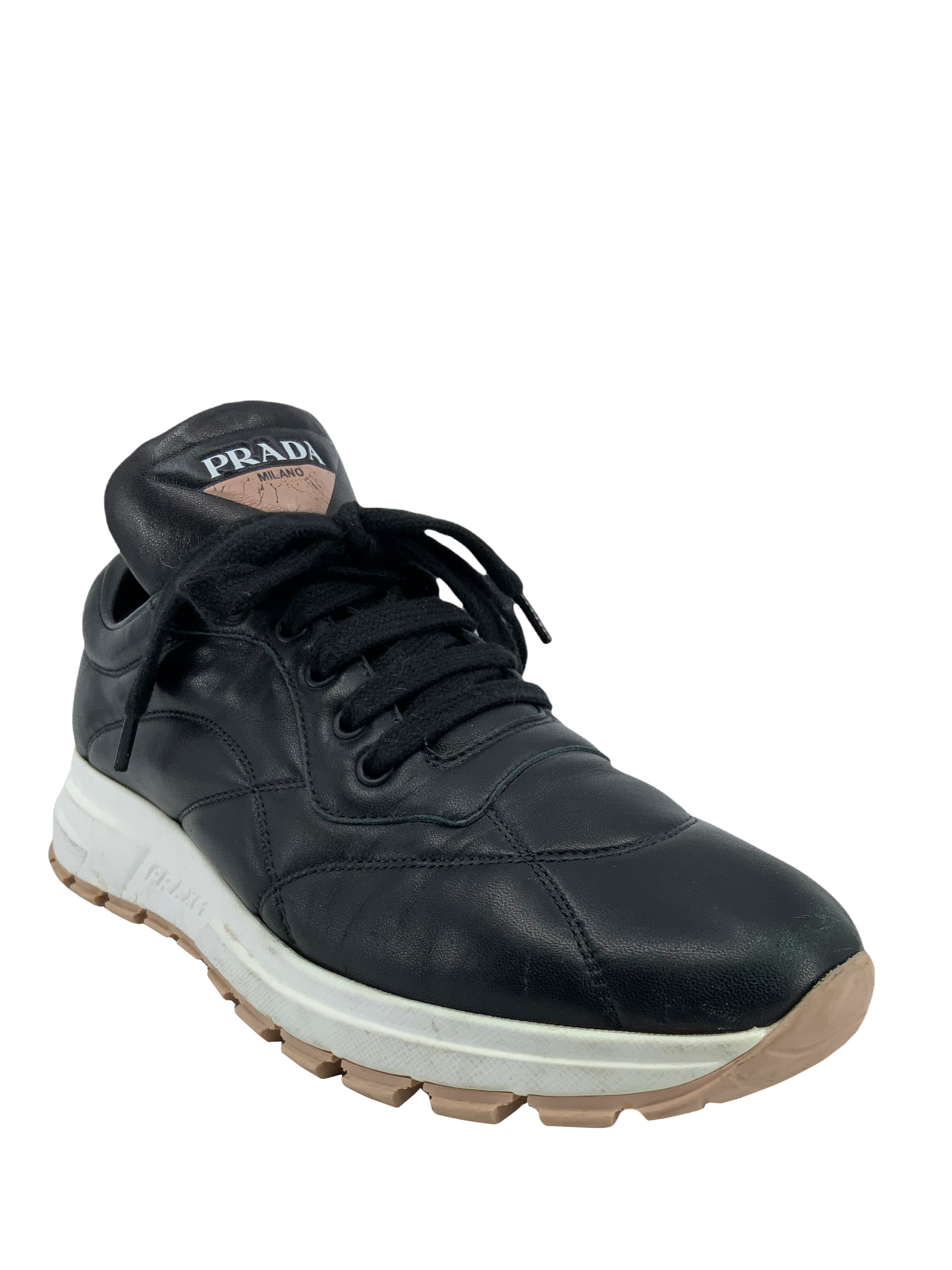 Prada Leather Allacciate Sneakers for Women - Size 9 | Premium Italian Designer Shoes for Casual Wear & Street Style Fashion