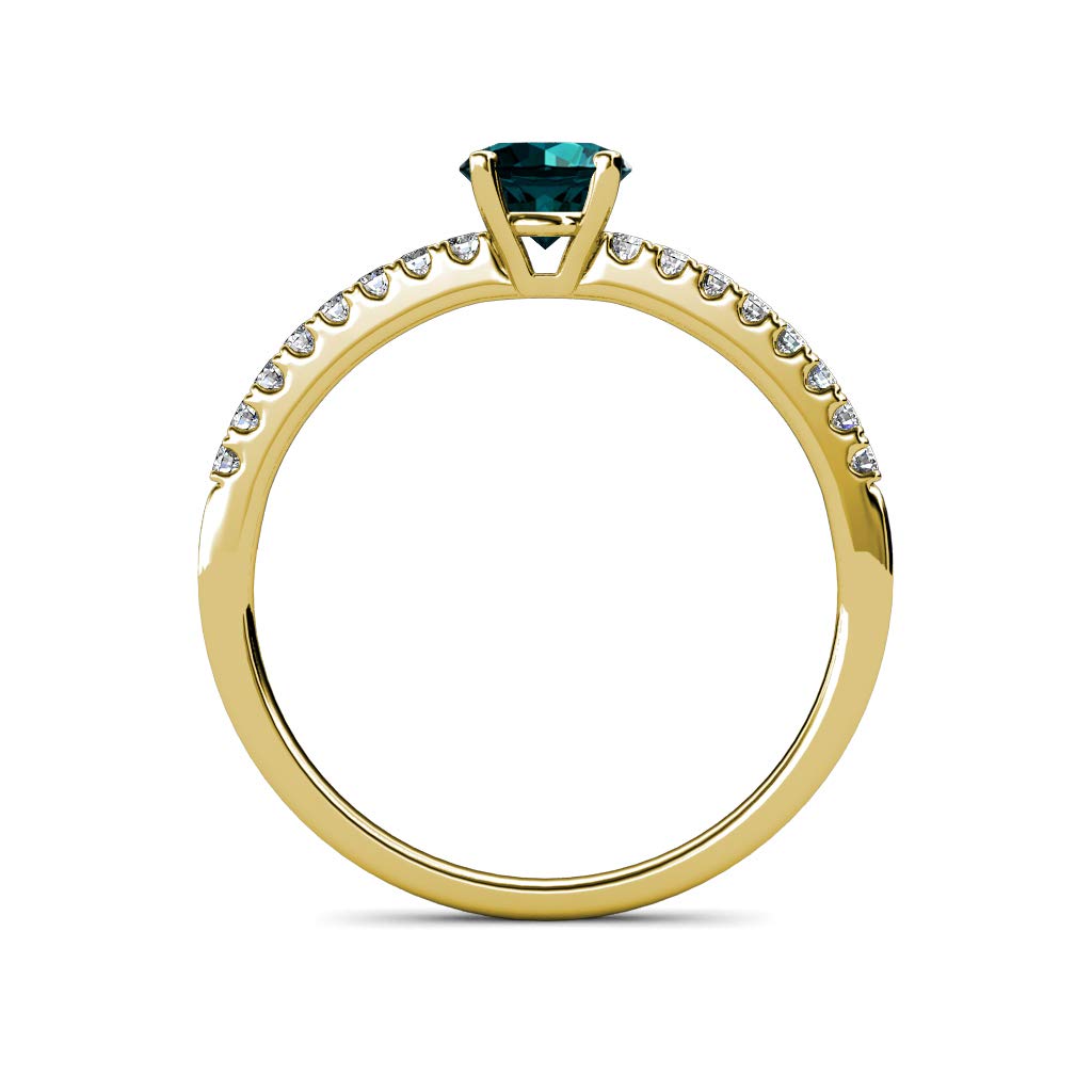 14K Gold Round London Blue Topaz & Diamond Solitaire Engagement Ring for Women - 1.25ctw, Perfect for Proposals, Anniversaries & Special Occasions