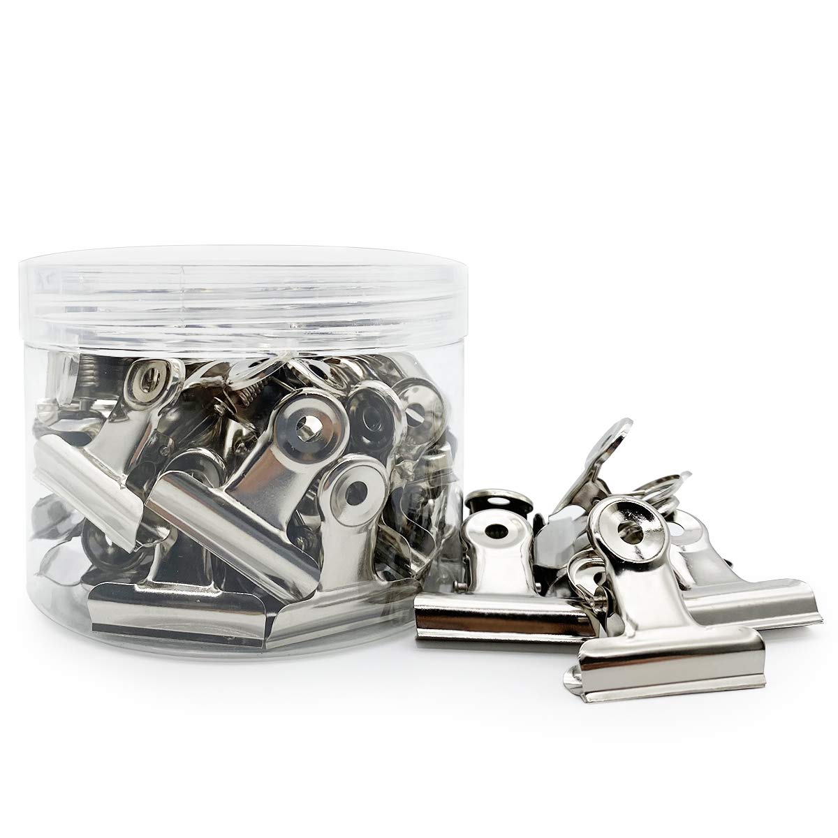30 Pack AIRFISH 1.25 Inch Silver Metal Bulldog Clips with Storage Box - Heavy Duty Hinge Clips for Paper, Photos, Crafts, Art Hanging & Office Organization - Perfect for Bulletin Boards, DIY Projects & Home Decor