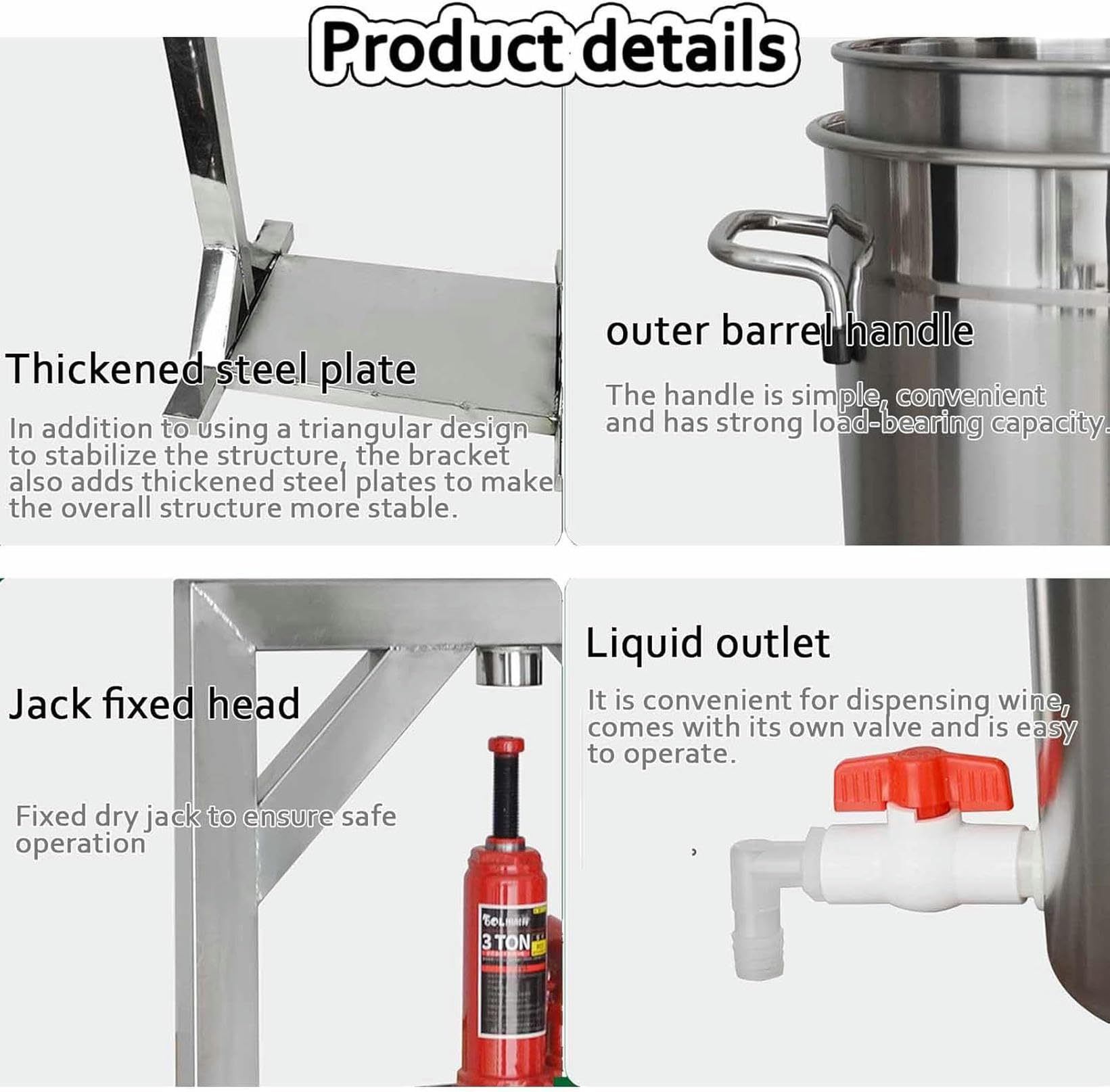 Stainless Steel Hydraulic Fruit Press 12L/22L/36L - Manual Home Cider & Wine Press for Apple, Grape, Berry - Perfect for Homemade Juice, Wine Making, and Craft Brewing - Ideal for Home Brewers, Winemakers, and DIY Enthusiasts