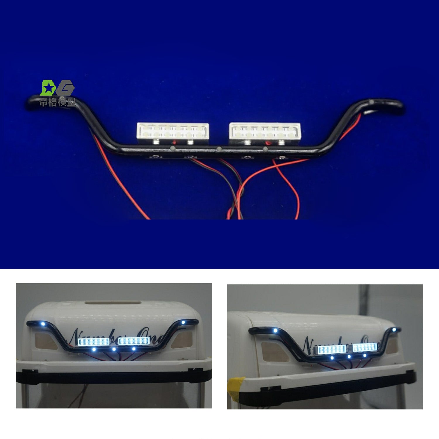 Degree 2 Spotlights LED Light Kit for 1/14 Scale RC Tractor Truck Models (Fits 770S R730 R620) - DIY Upgrade for Night Driving & Realistic Truck Simulation
