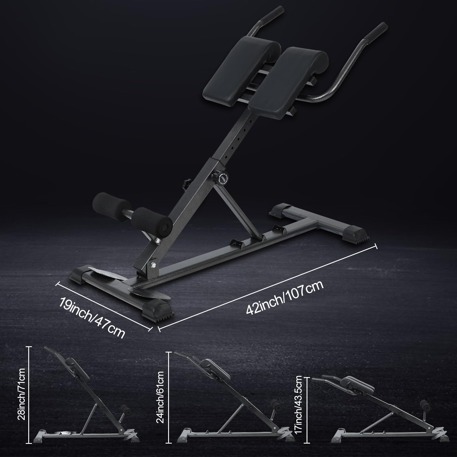 Hyperextension Roman Chair - Adjustable Ab & Back Workout Bench for Home Gym - Core, Waist & Glutes Training - Perfect for Sit-Ups, Back Extensions & Strength Exercises - Ideal for Men & Women