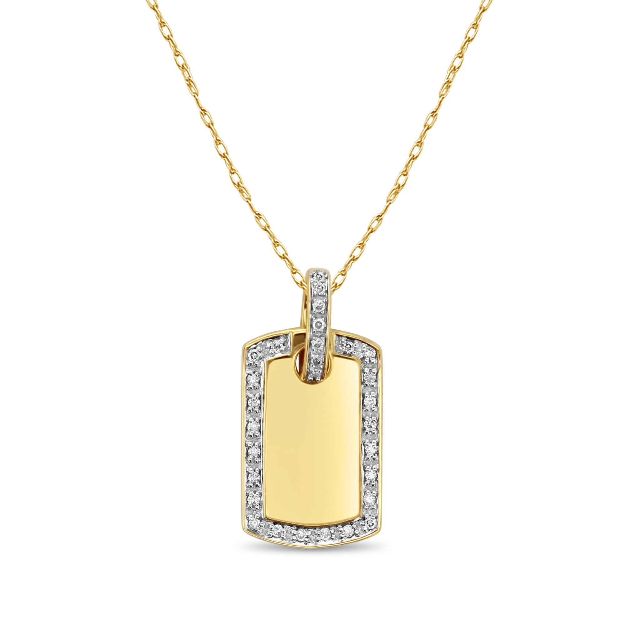 Diamond Dog Tag Necklace with Diamond Bail - Personalized Engraved Pet ID Tag for Dogs & Cats | Perfect for Pet Memorial, Gifts & Everyday Wear