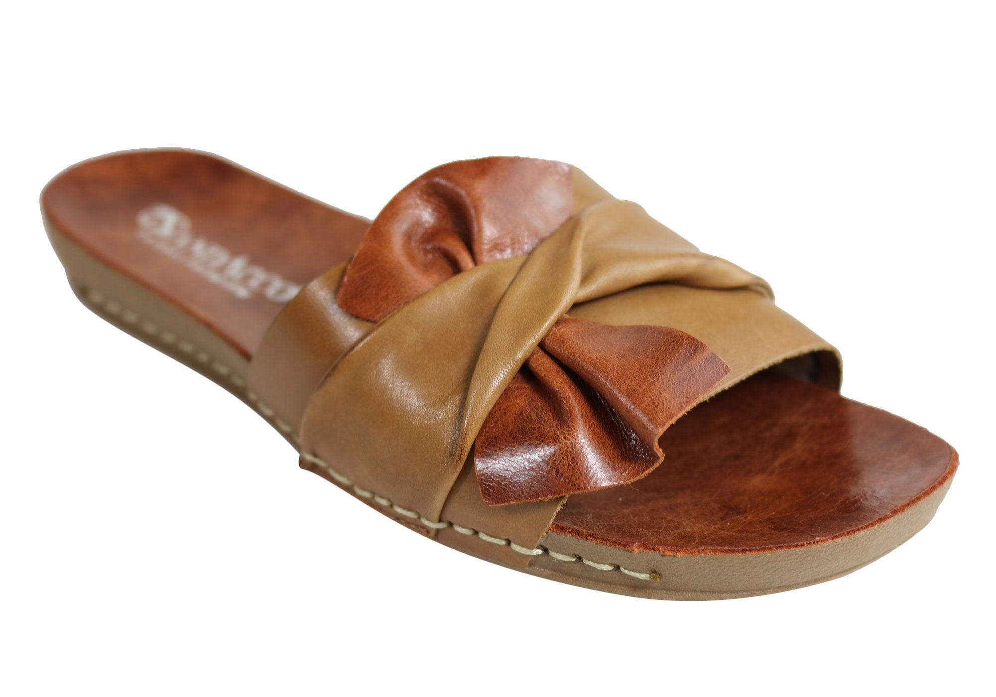 Andacco Women's Comfortable Leather Slide Sandals - Handmade in Brazil - Perfect for Beach, Pool, and Summer Casual Wear