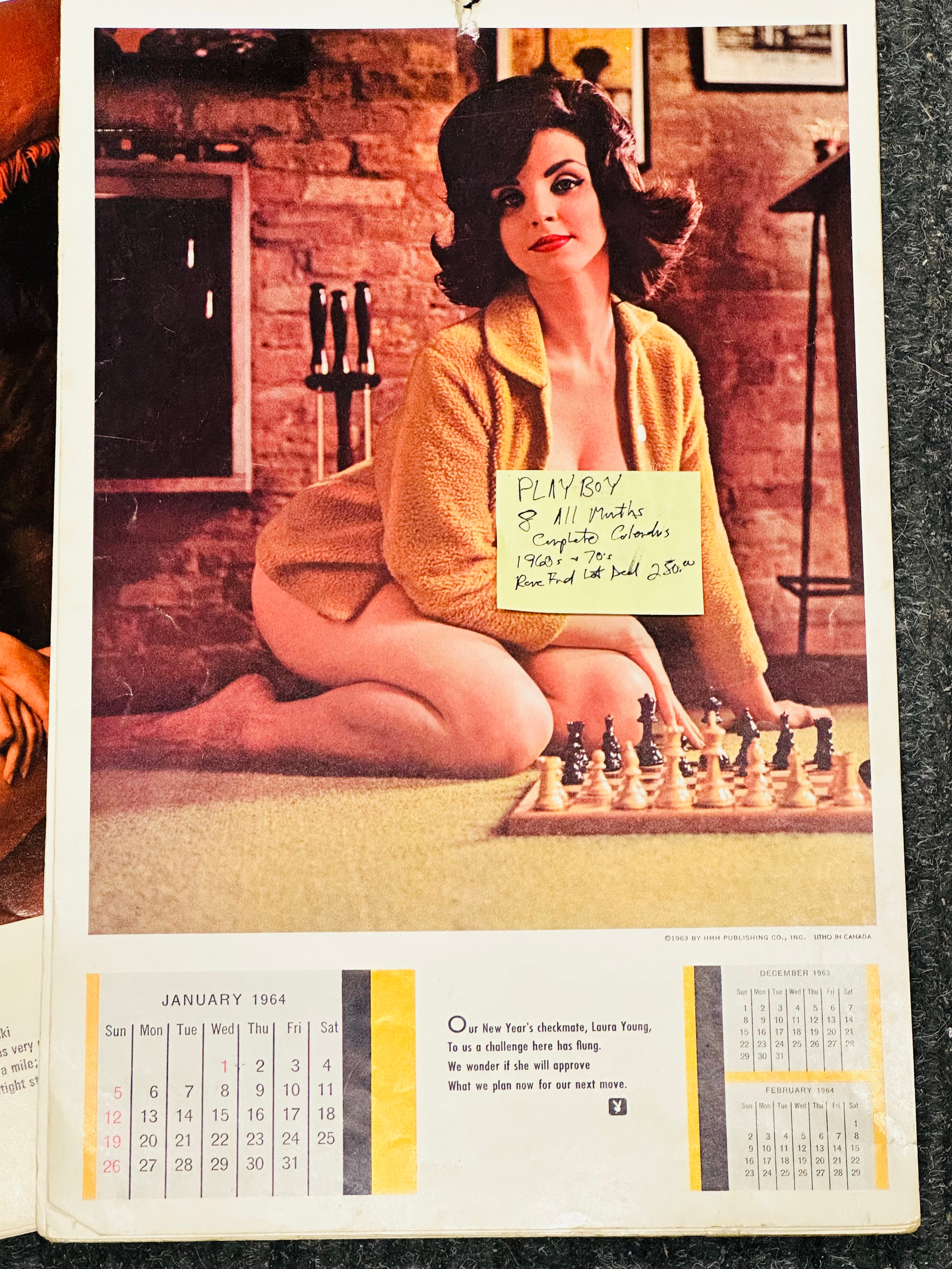 Vintage Playboy Calendars - Complete Set of 8 from 1960s & 1970s - Rare Collectible Wall Art for Retro Home Decor & Man Cave Display