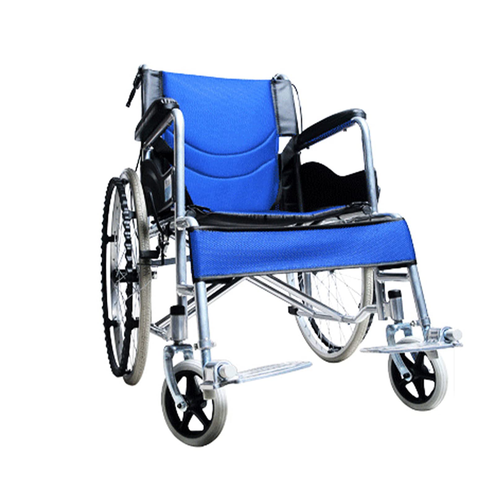 HELOU Folding Ultralight Wheelchair - Portable Travel Chair with Detachable Footrests & Foldable Backrest | Lightweight Mobility Aid for Seniors, Airplane Travel & Daily Use