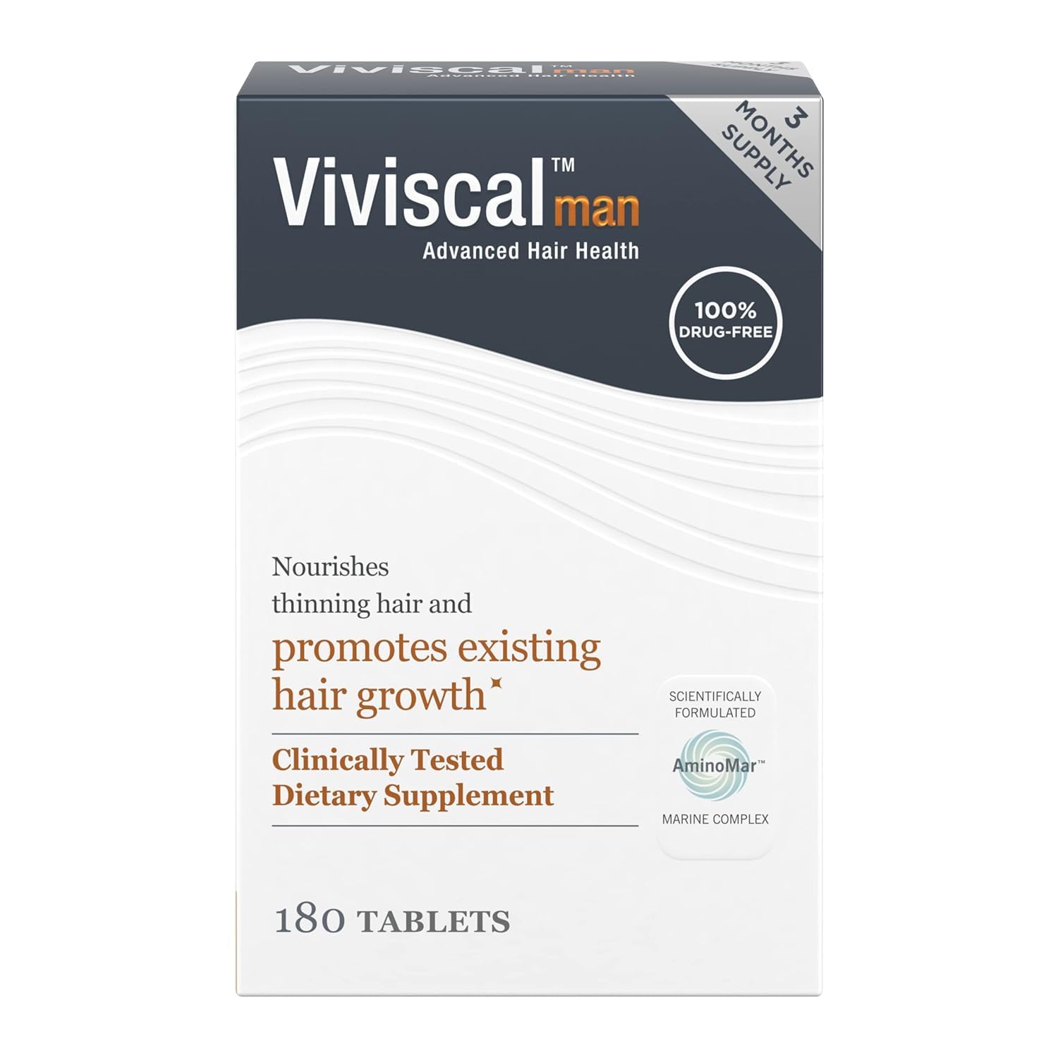 Viviscal Men's Hair Growth Supplements - Clinically Proven Formula with Proprietary Collagen Complex for Thicker, Fuller Hair (180 Tablets, 3 Month Supply) - Ideal for Thinning Hair & Hair Loss Prevention