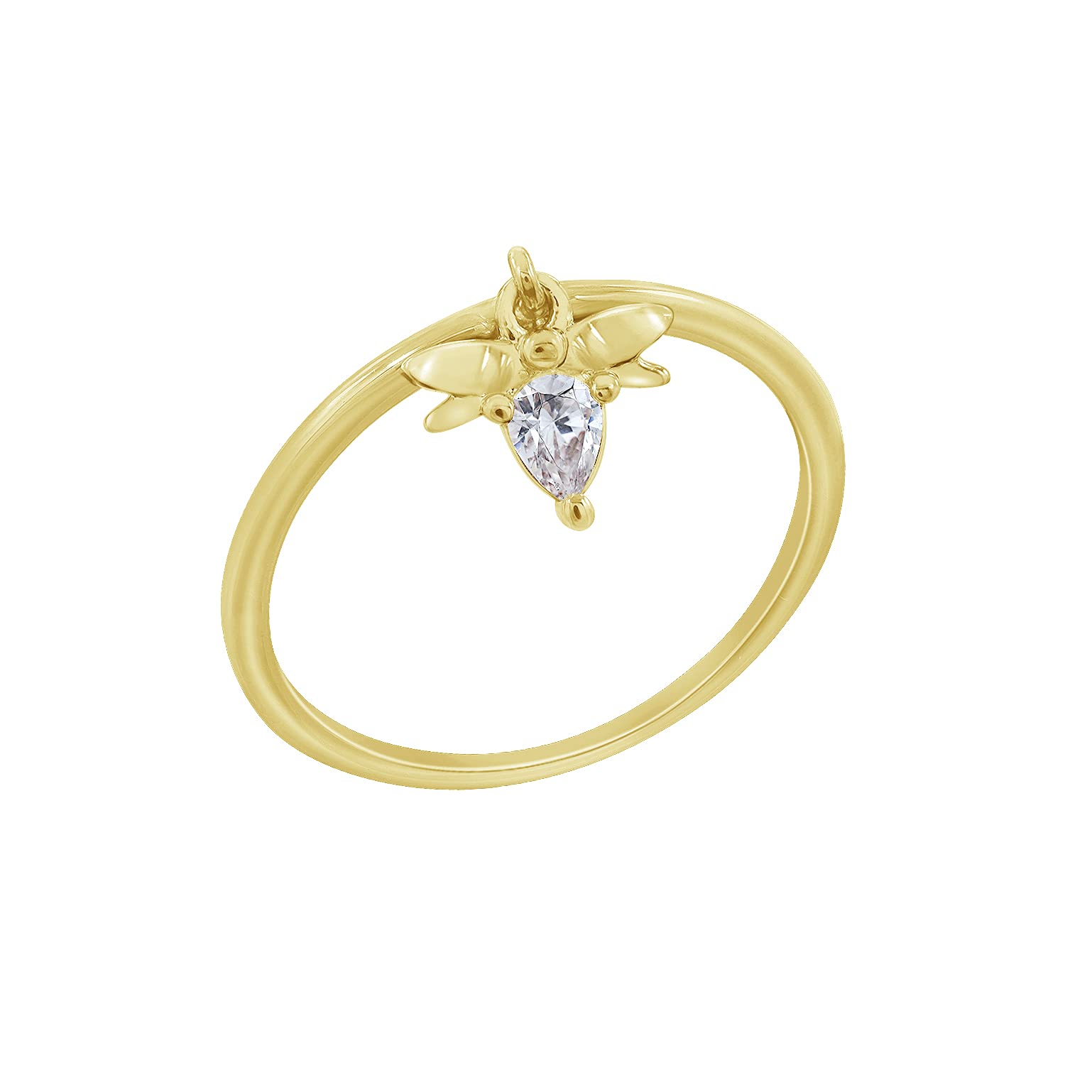 GEMOUR 14K Gold Plated Dangle Band Ring for Women - Elegant Stackable Jewelry for Parties, Weddings & Everyday Wear