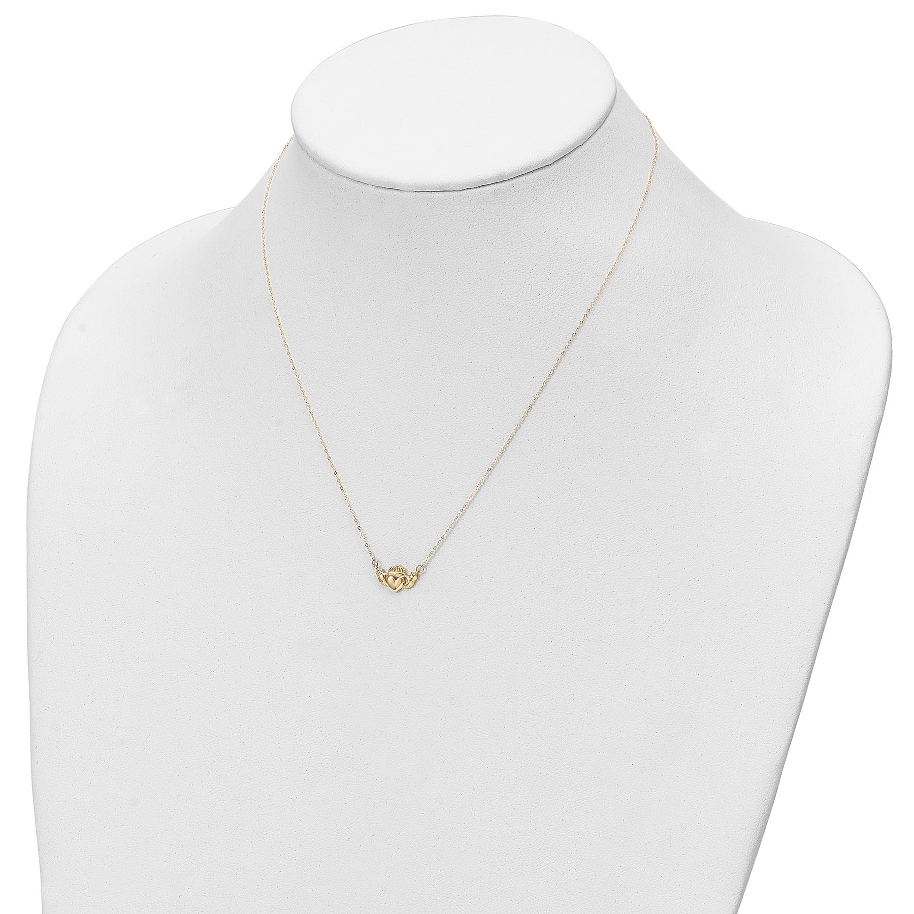 14k Gold Irish Claddagh Necklace for Women - Authentic Celtic Love Knot Pendant with Heart, Hands & Crown Charm - Perfect for Valentine's Day, Anniversary & Wedding Gifts