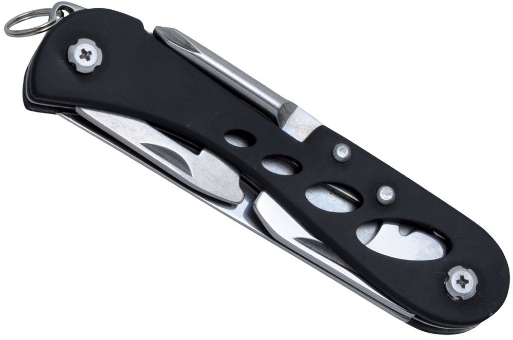 Barrow 7-in-1 Multitool - Compact Black Stainless Steel Pocket Knife with Screwdriver, Bottle Opener & More - Perfect for Camping, Hiking, EDC & Outdoor Adventures