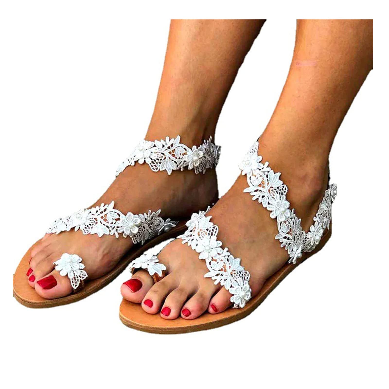 Elegant Women's Pearl Flat Sandals - Boho Summer Flip Flops for Beach, Casual & Dressy Occasions | Comfortable Thong Sandals for Outdoor, Vacation & Wedding Events