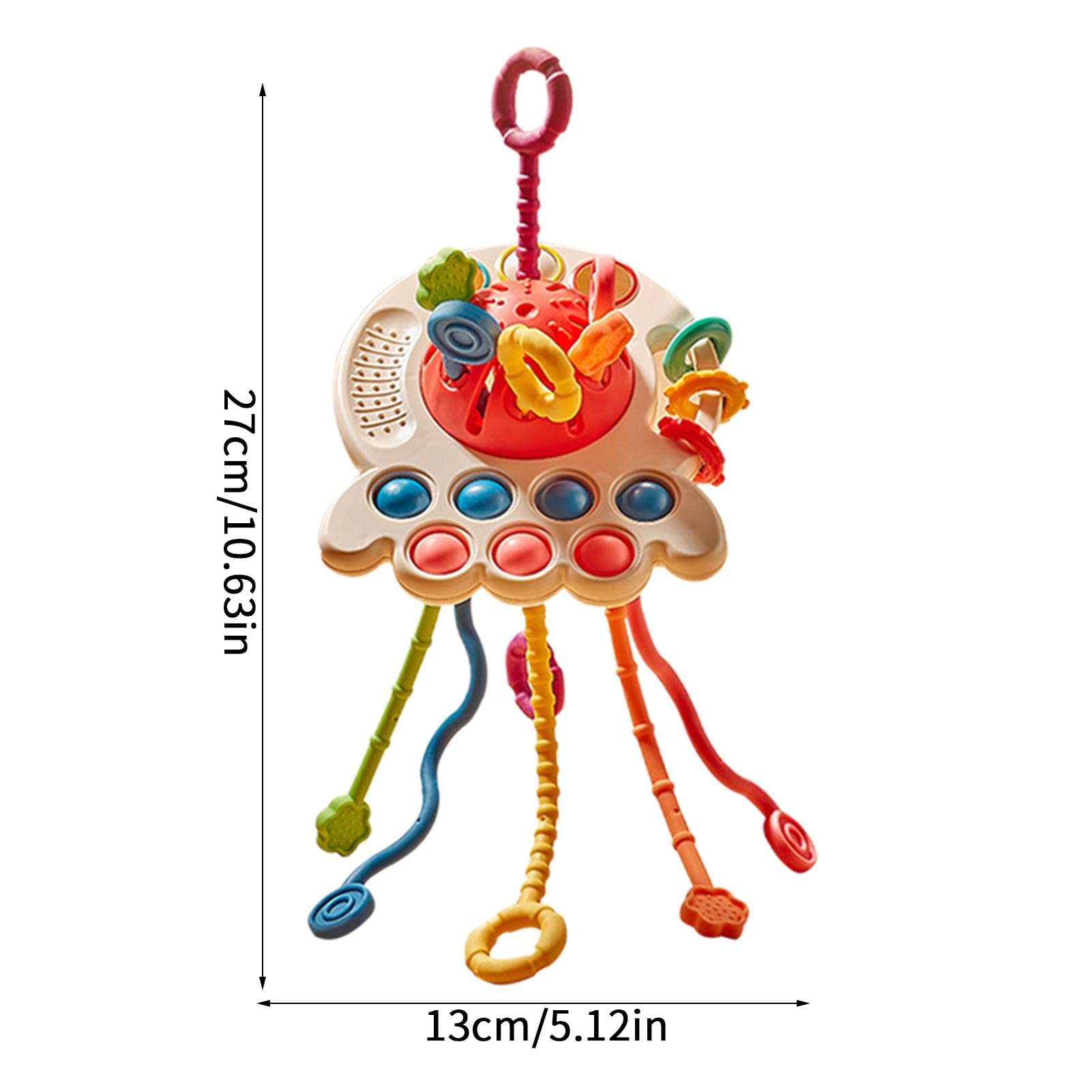 **Sensory Baby Toys - Silicone Octopus Pulling Rope for Fine Motor Skills Development | Early Learning & Travel Activity Toy for Infants & Toddlers | Perfect for Playtime, Teething & Sensory Stimulation**