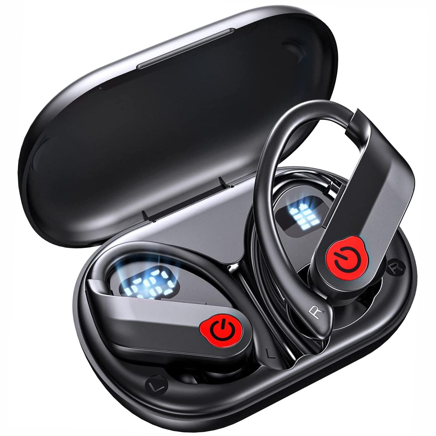 Wireless Bluetooth Earbuds with Ear Hooks - TWS Stereo Headphones with Charging Case, Noise Cancelling Mic - Compatible with Motorola Moto G Power 5G (2025)/Moto G 5G (2025) - Perfect for Running, Workouts & Hands-Free Calls