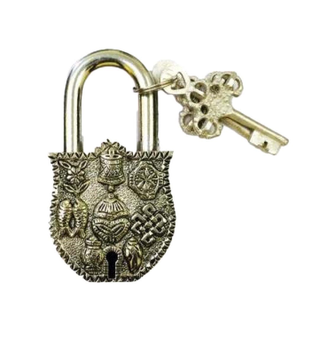 Authentic Tibetan Silver Antique Lock Pendant - Auspicious Symbol for Good Luck & Protection | Perfect for Jewelry Making, Spiritual Gifts & Cultural Collections
