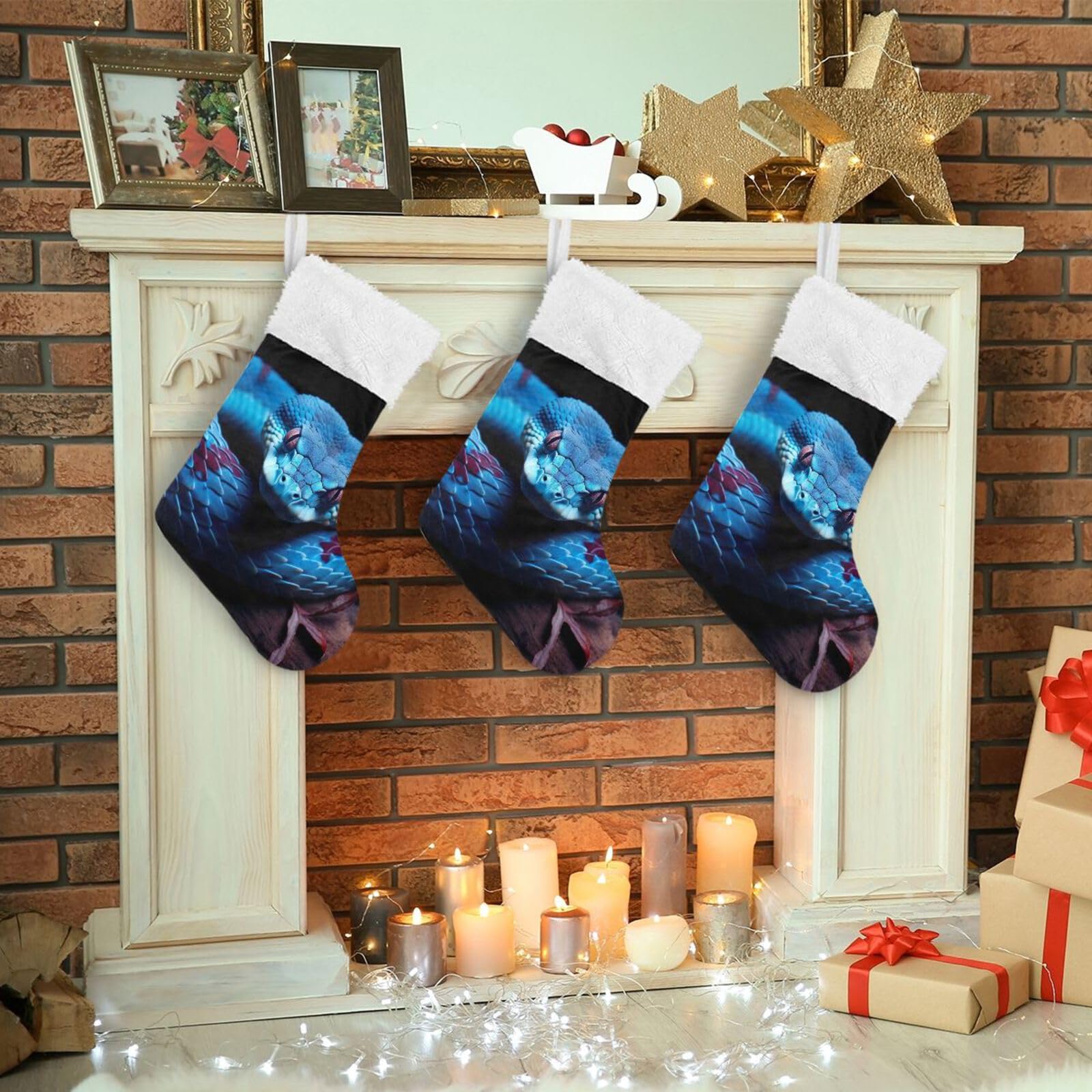 Personalized 18 Inch Corn Snake Christmas Stockings - Cute Snowflake Xmas Stocking for Holiday Decorations, Family Party & Gifts | Perfect for Fireplace Mantel, Tree Decor & Festive Home Styling