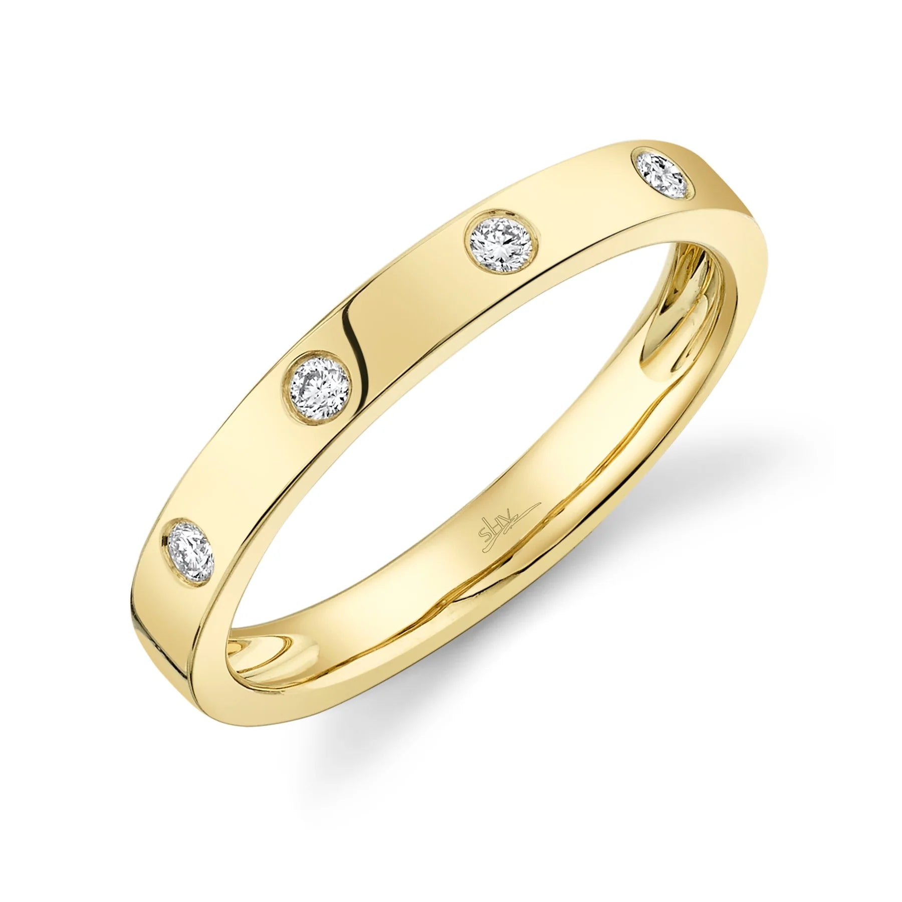 Shy Creation Diamond Wedding Band Ring for Women - 14K White Gold Elegant Stackable Thin Band with Sparkling Diamonds - Perfect for Engagement, Anniversary, and Everyday Wear