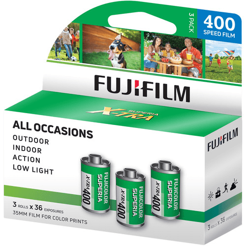 FUJIFILM Superia X-TRA 400 Color Negative Film 35mm (3 Pack, 36 Exposures) - Perfect for Outdoor Photography, Travel & Low Light Conditions