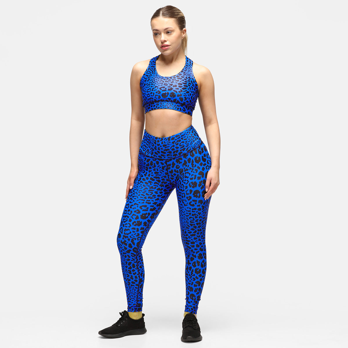 Cobalt Blue Cat Print Leggings for Women - Stretchy Comfortable Yoga Pants for Workout, Lounge & Casual Wear