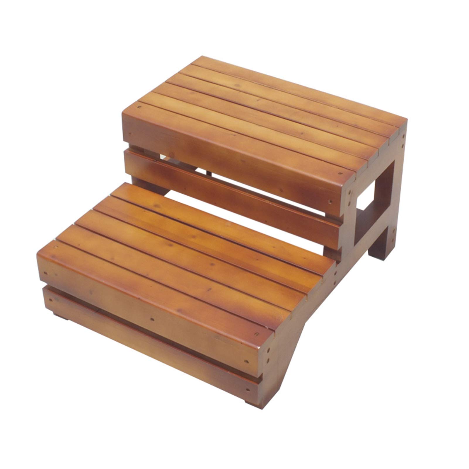 Vintage Wooden Step Stool for Adults & Seniors - No Assembly Required Kitchen Bathroom Closet Ladder - Light Brown - Perfect for Reaching High Shelves, Organizing Cabinets & Home Decor