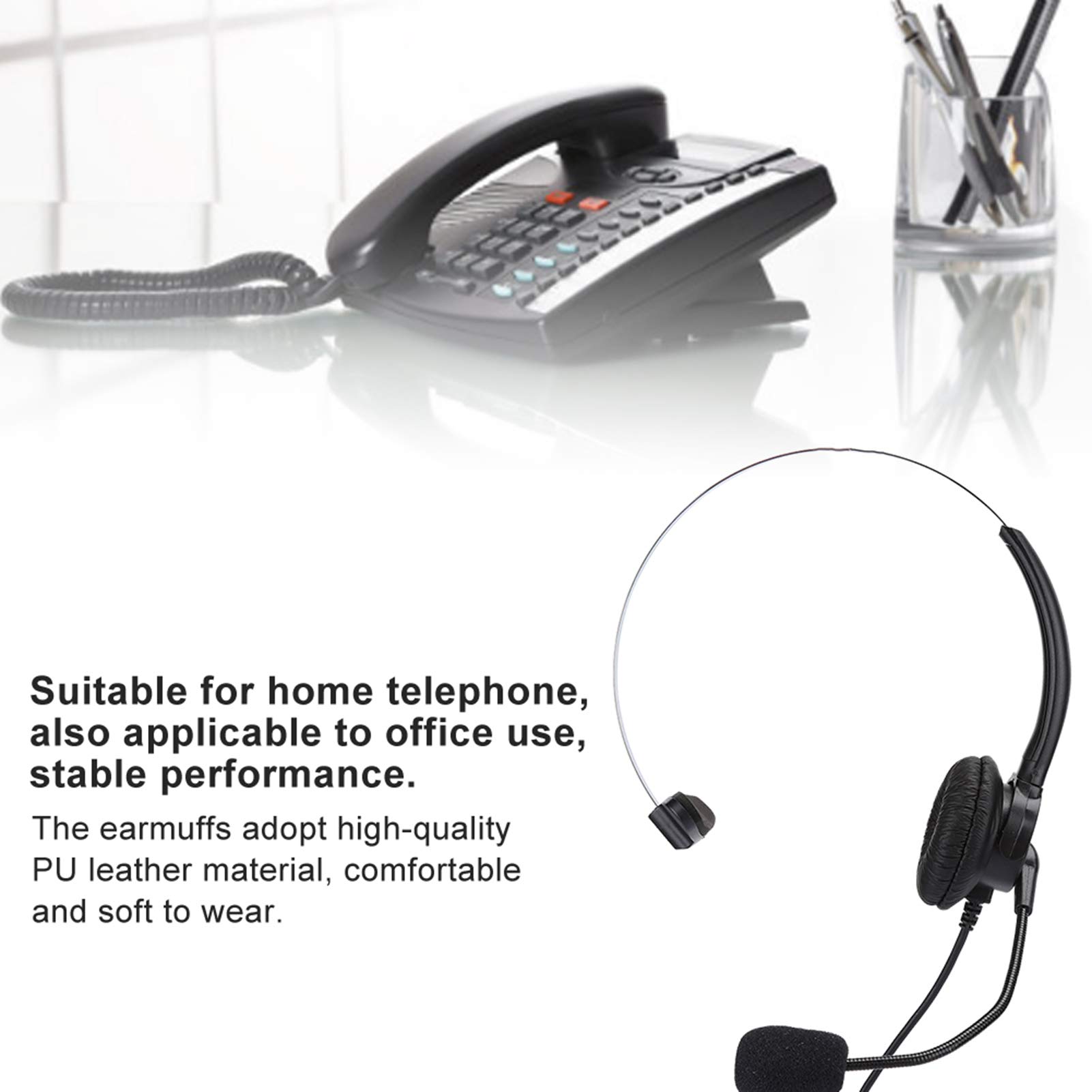 Professional Single-Ear Corded Telephone Headset with Noise-Canceling Microphone - Ideal for Call Centers, Sales, Insurance, Hospitals & Telecom Offices - Compatible with Landline & Office Phones