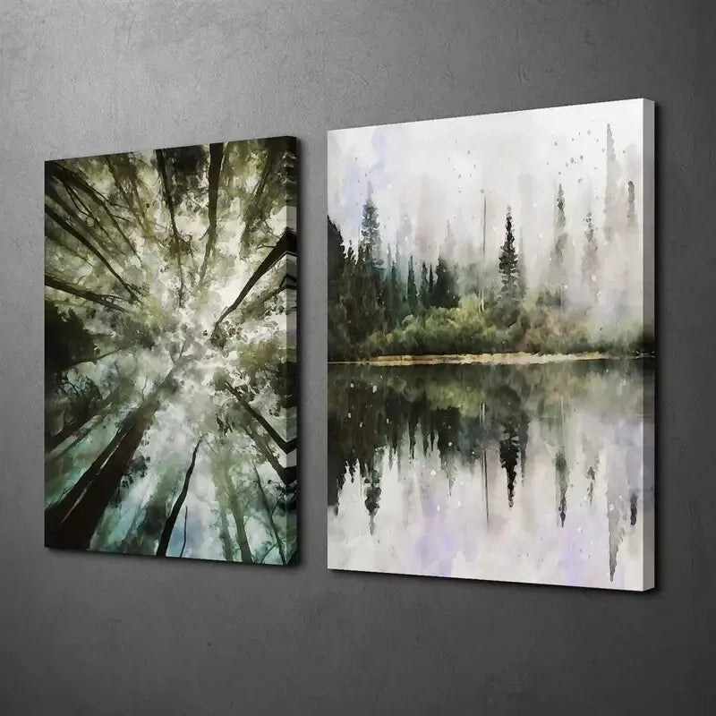 2-Piece Forest Under Heavy Mist Canvas Wall Art Set - 50x75cm High-Quality Framed Print, 100% Australian Made, Ready to Hang - Perfect for Living Room, Bedroom & Office Decor