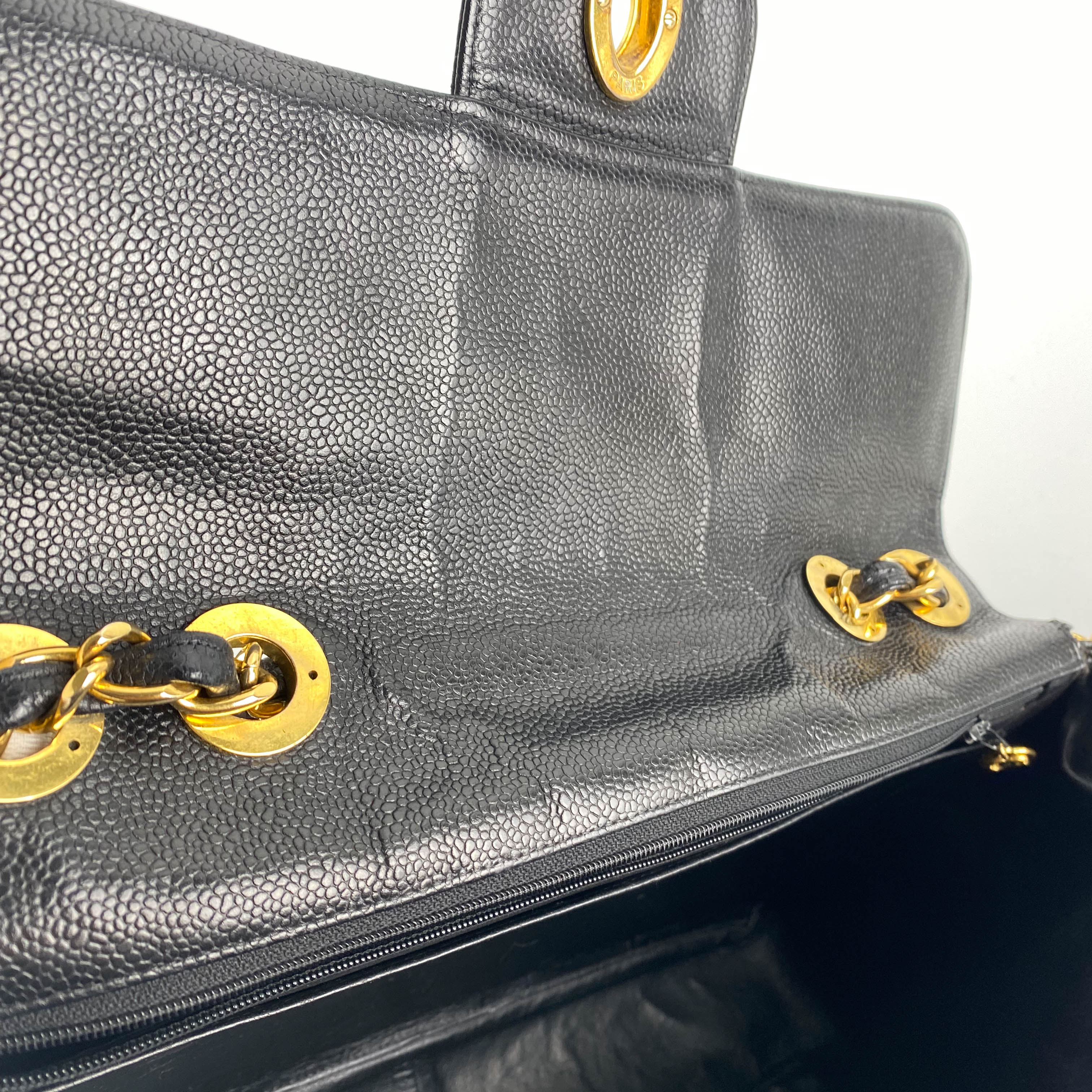 Chanel CC Vertical Jumbo Flap Bag in Black Caviar Leather - Luxury Designer Shoulder Bag for Women, Perfect for Evening Events & Special Occasions
