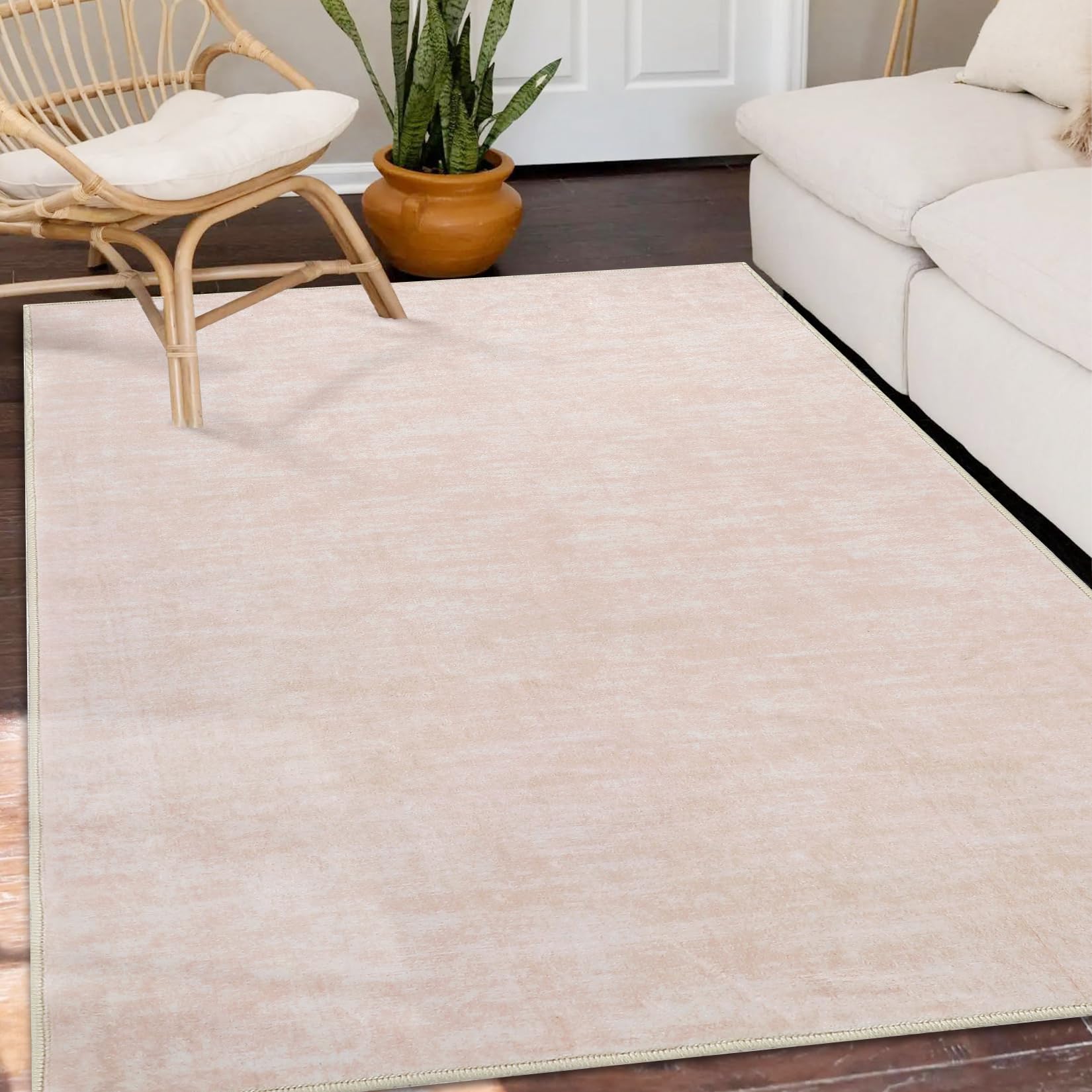 GARVEE 3x5 Washable Non-Slip Area Rug - Soft Modern Solid Ivory Beige Carpet for Living Room, Bedroom, Kitchen & Nursery - Perfect for Home Decor, Comfort & Style (3' x 5')