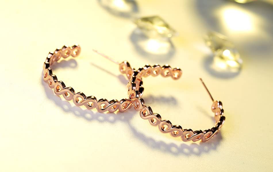 BeBold Infinity Round Circle Simple Big Hoop Earrings for Women - Rose Gold Plated | Elegant Everyday Jewelry for Work, Date Night & Special Occasions