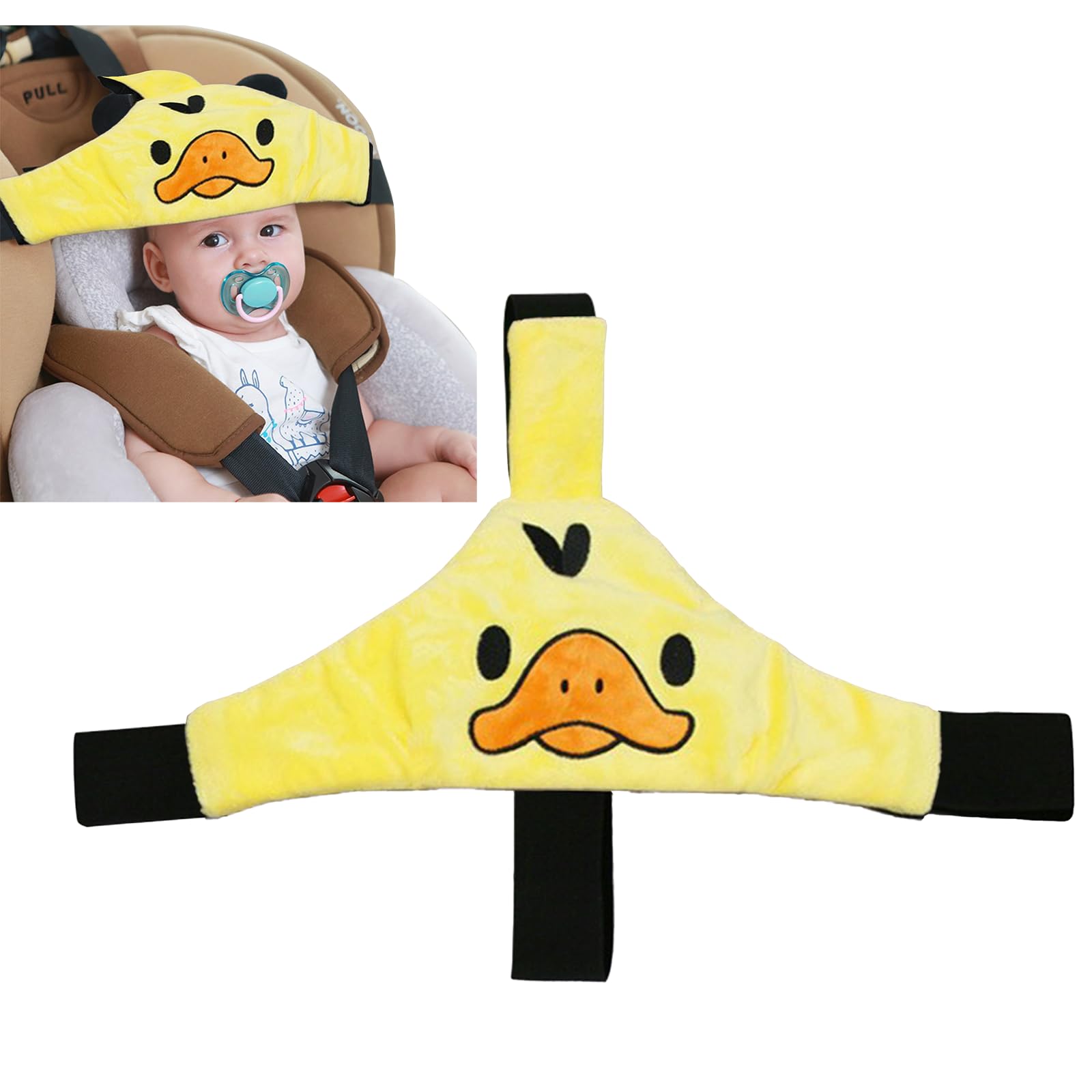 Adjustable Car Seat Head Support for Toddlers - Neck Protection Belt with Secure Strap for Safe Sleeping in Car Seats & Strollers (Yellow) - Perfect for Long Road Trips & Comfortable Napping