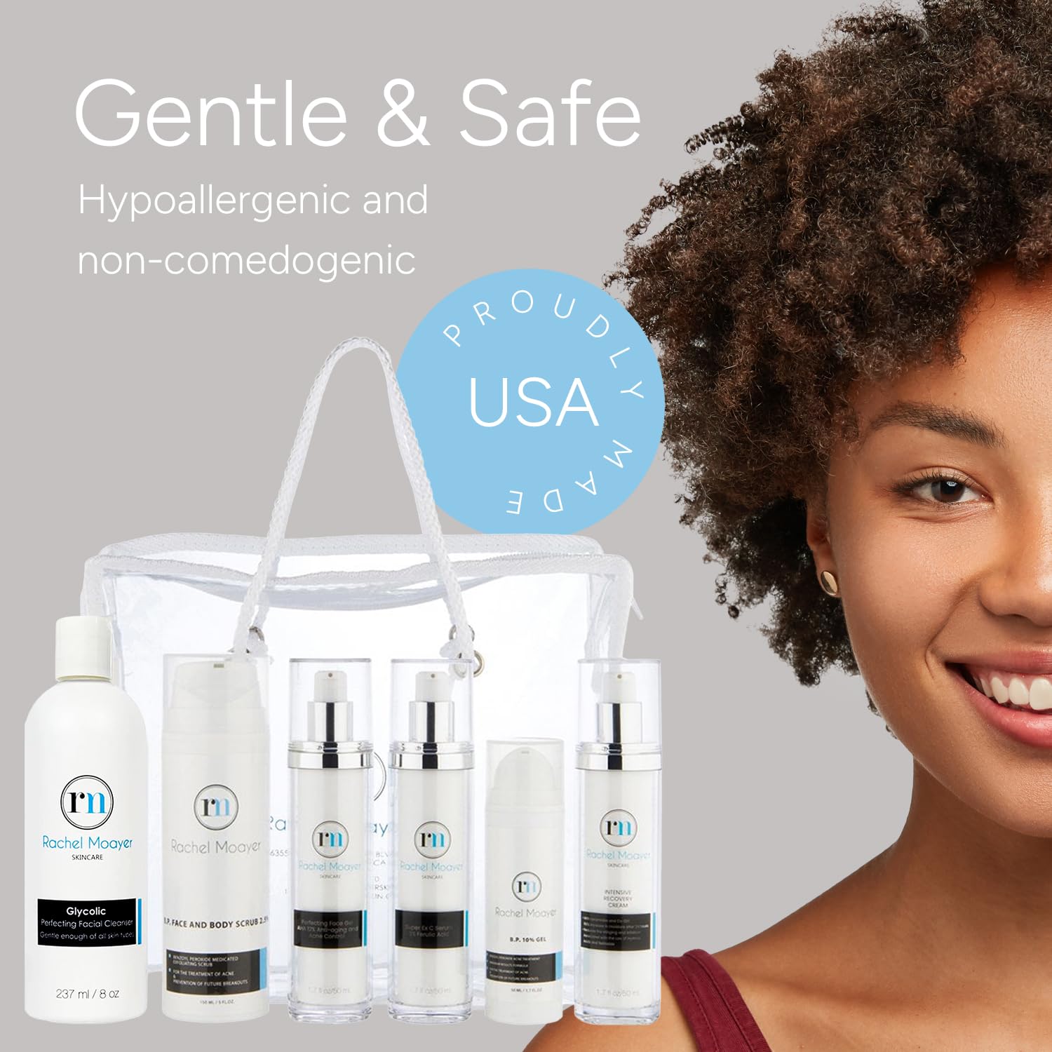 Rachel Moayer Skincare Kit for Oily Skin - Cleanser, Vitamin C Serum & Acne Treatment for Clear, Youthful Skin at Home