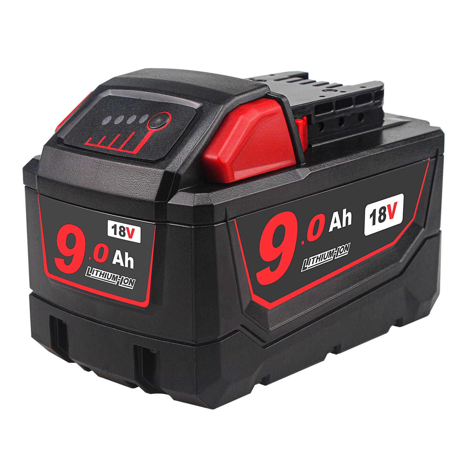 18V 9.0Ah High Capacity Replacement Battery for Milwaukee 48-11-1820 48-11-1850 48-11-1862 48-11-1828 48-11-1865 48-11-1840 - Compatible with Milwaukee M18 Cordless Power Tools - Perfect for Drills, Saws, Flashlights & More DIY/Construction Projects